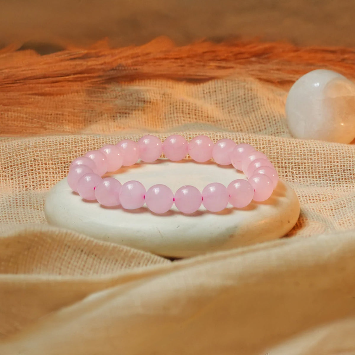 Rose quartz bead bracelet from the GemsMantra catalogue