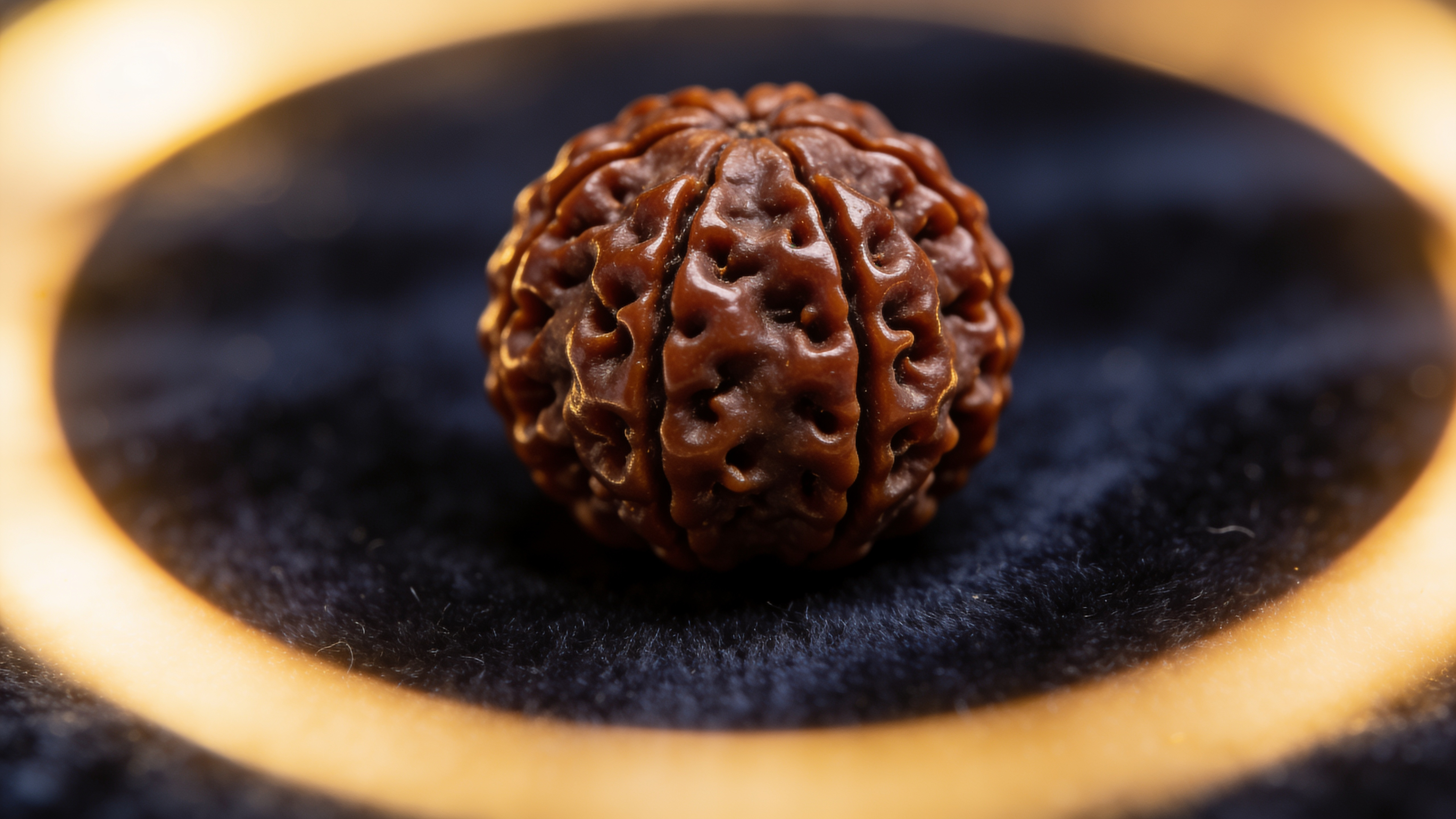 Natural Nepali 10 Mukhi Rudraksha bead showing ten face lines — GemsMantra
