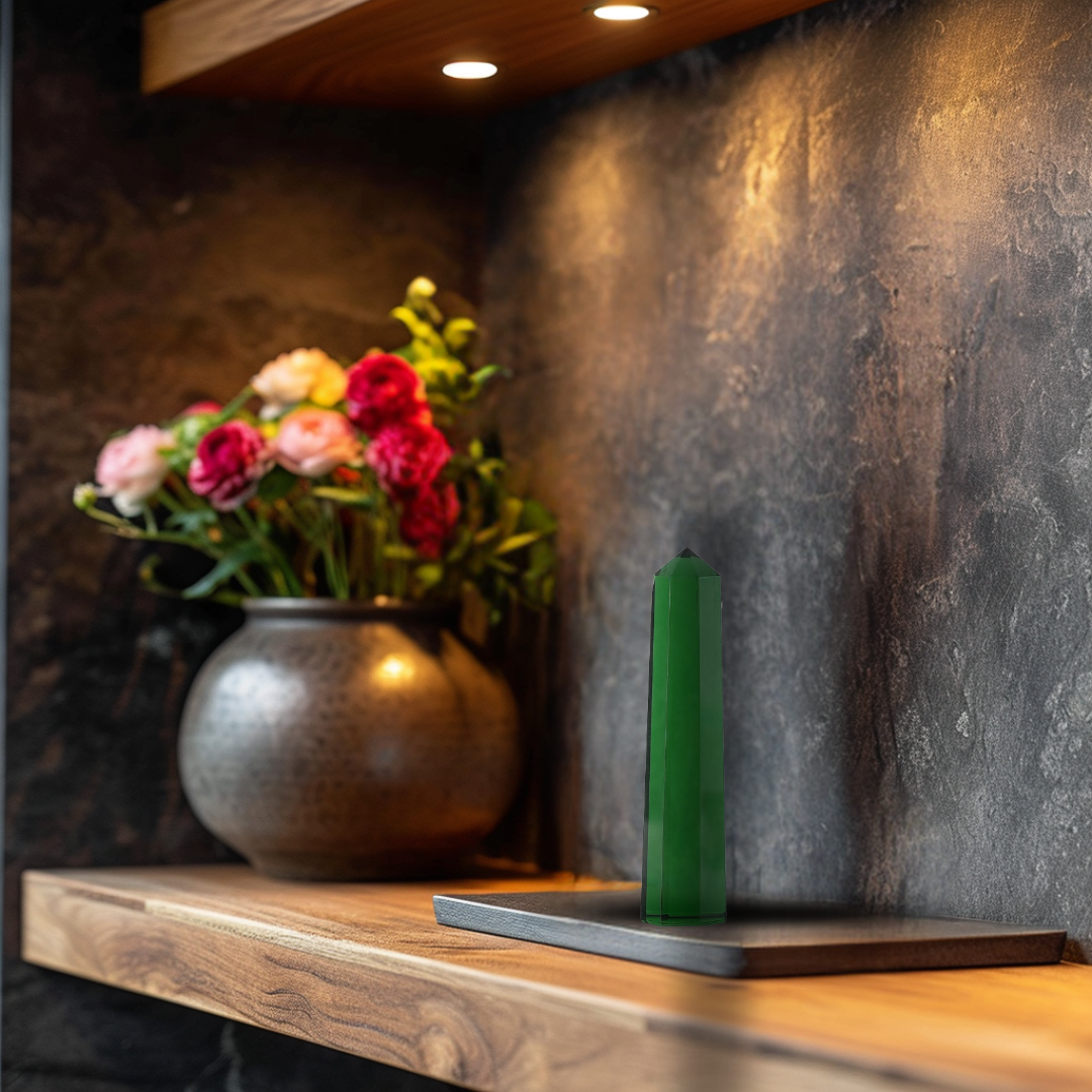 Green Obsidian Jumbo Tower Point – for Vastu