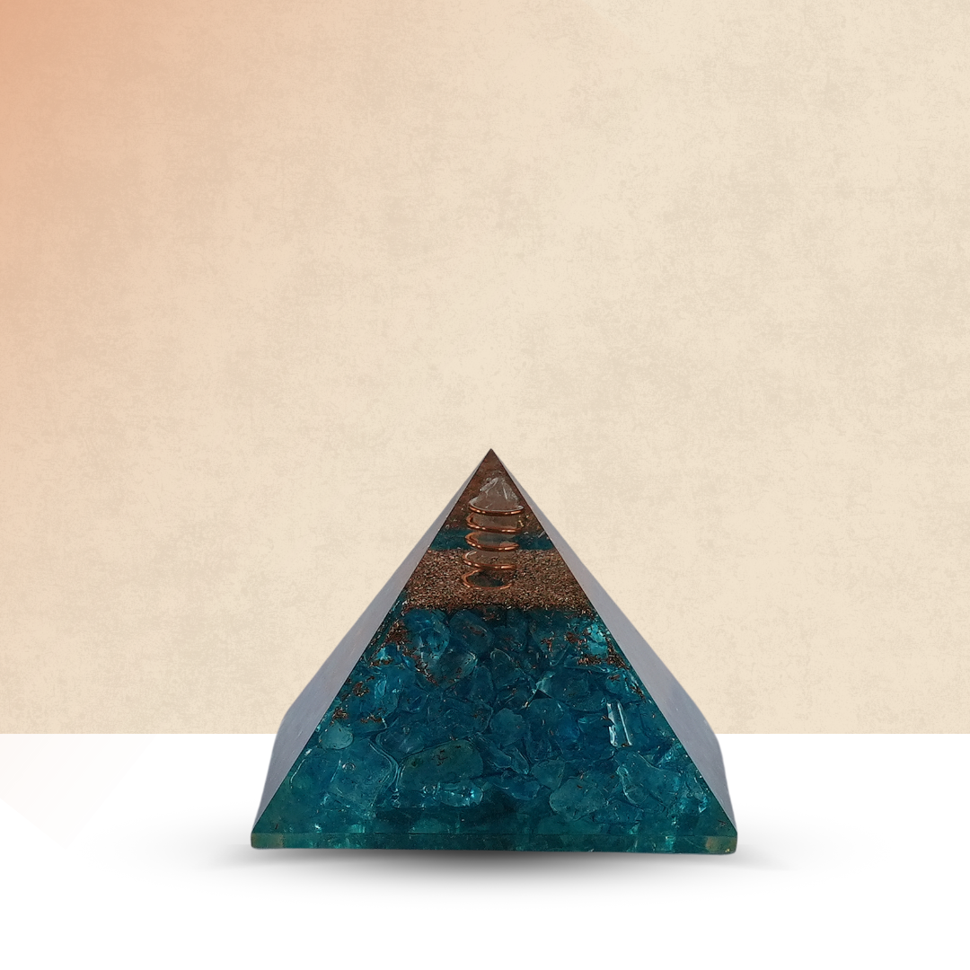 Aquamarine Orgonite Pyramid – for Positive Energy