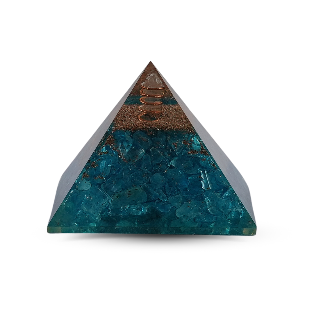 Aquamarine Orgonite Pyramid – for Positive Energy