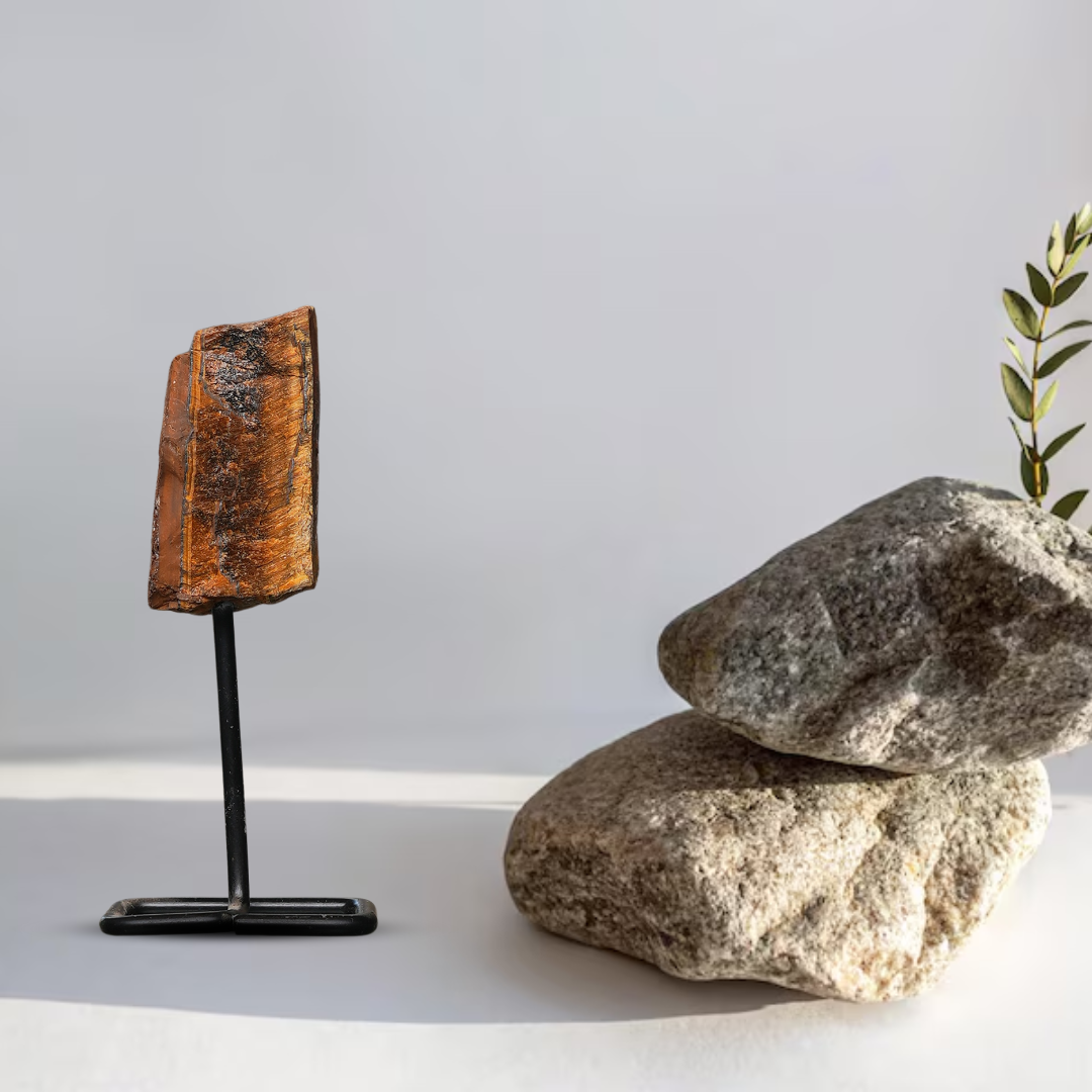 Tiger Eye Raw Stone Stand – for Vastu