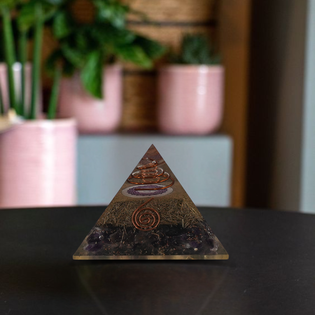 Amethyst Orgonite Pyramid – for Positive Energy