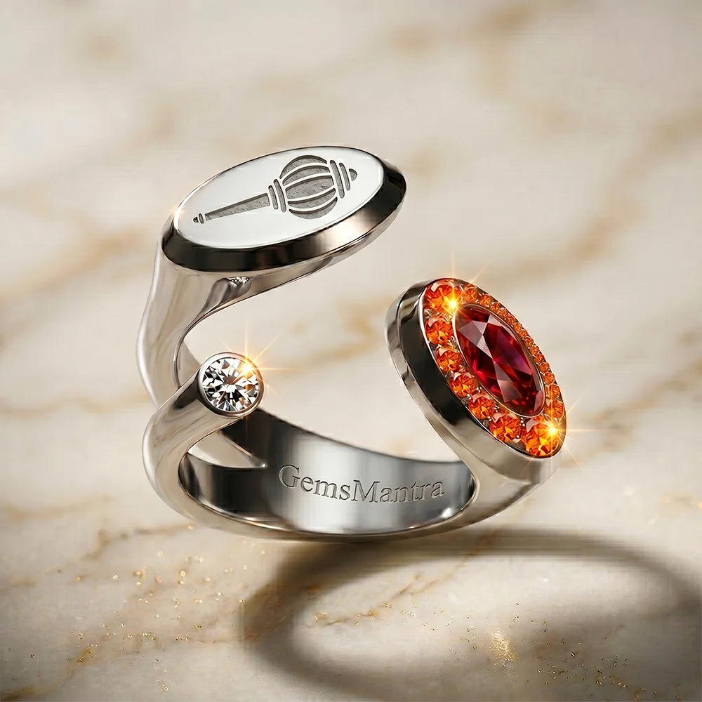 Dual Energy Gemstone Open Ring (925 Silver)