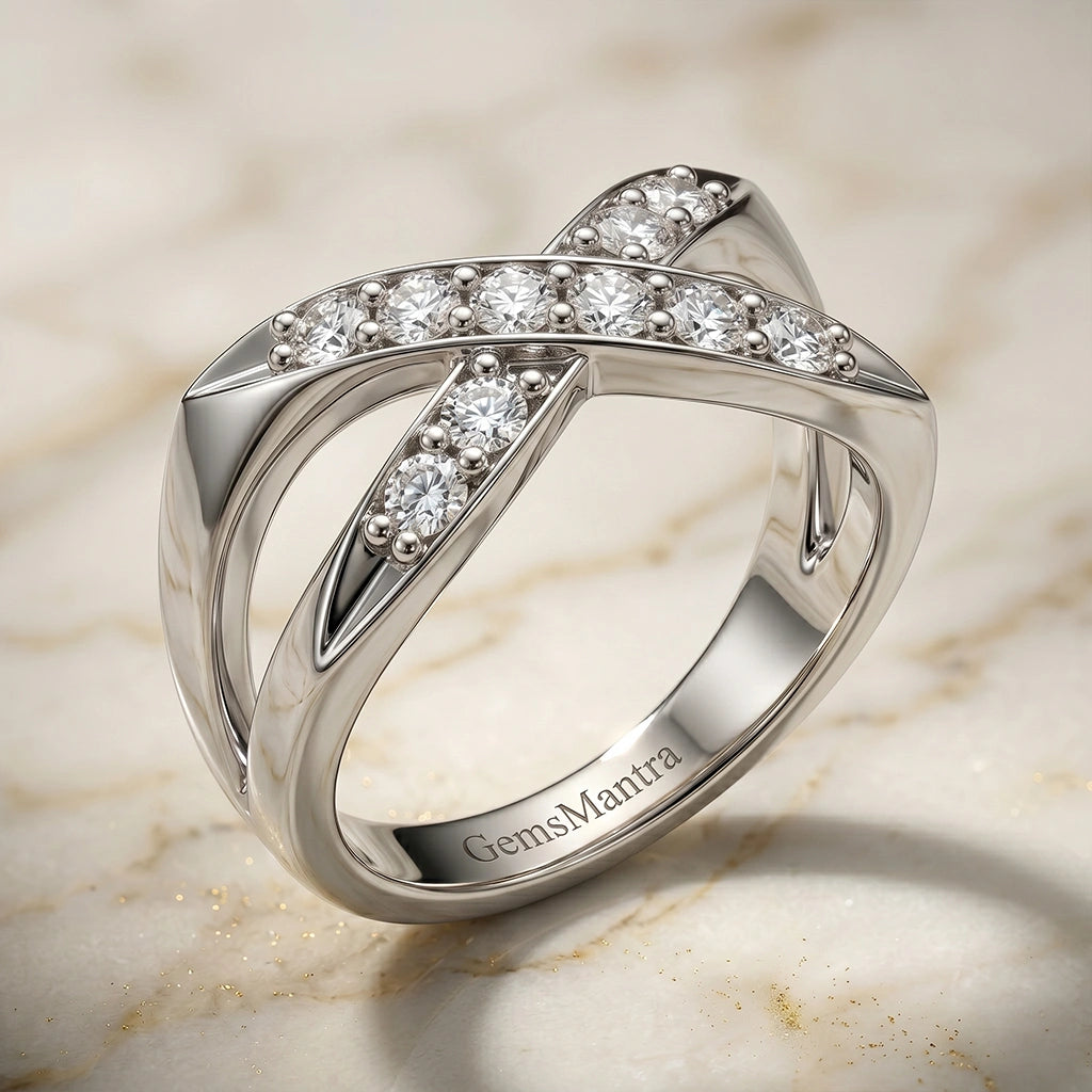 Classic Infinity Diamond Finish Moissanite Statement Ring in 925 Silver
