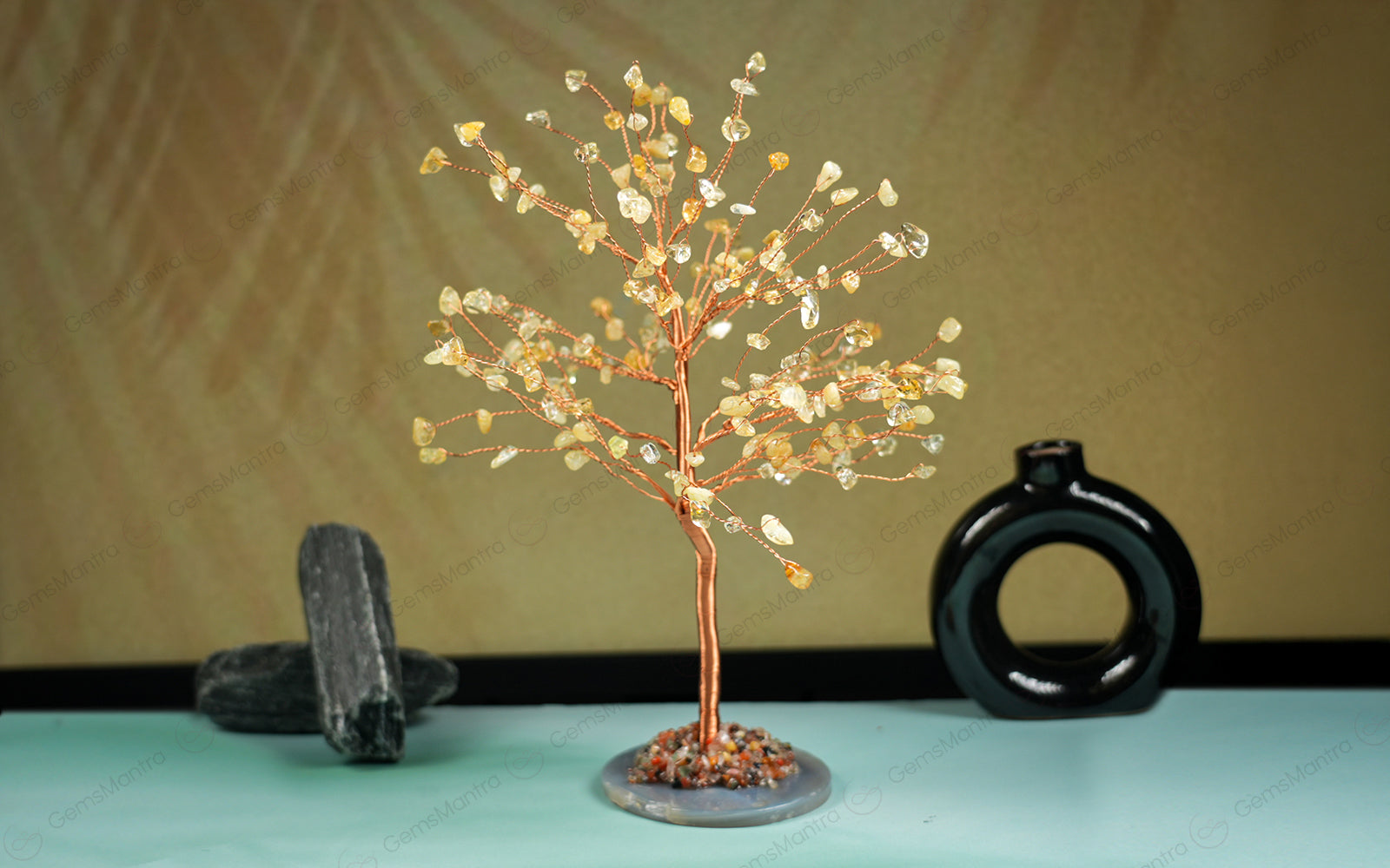 Citrine With Agate Plate Large