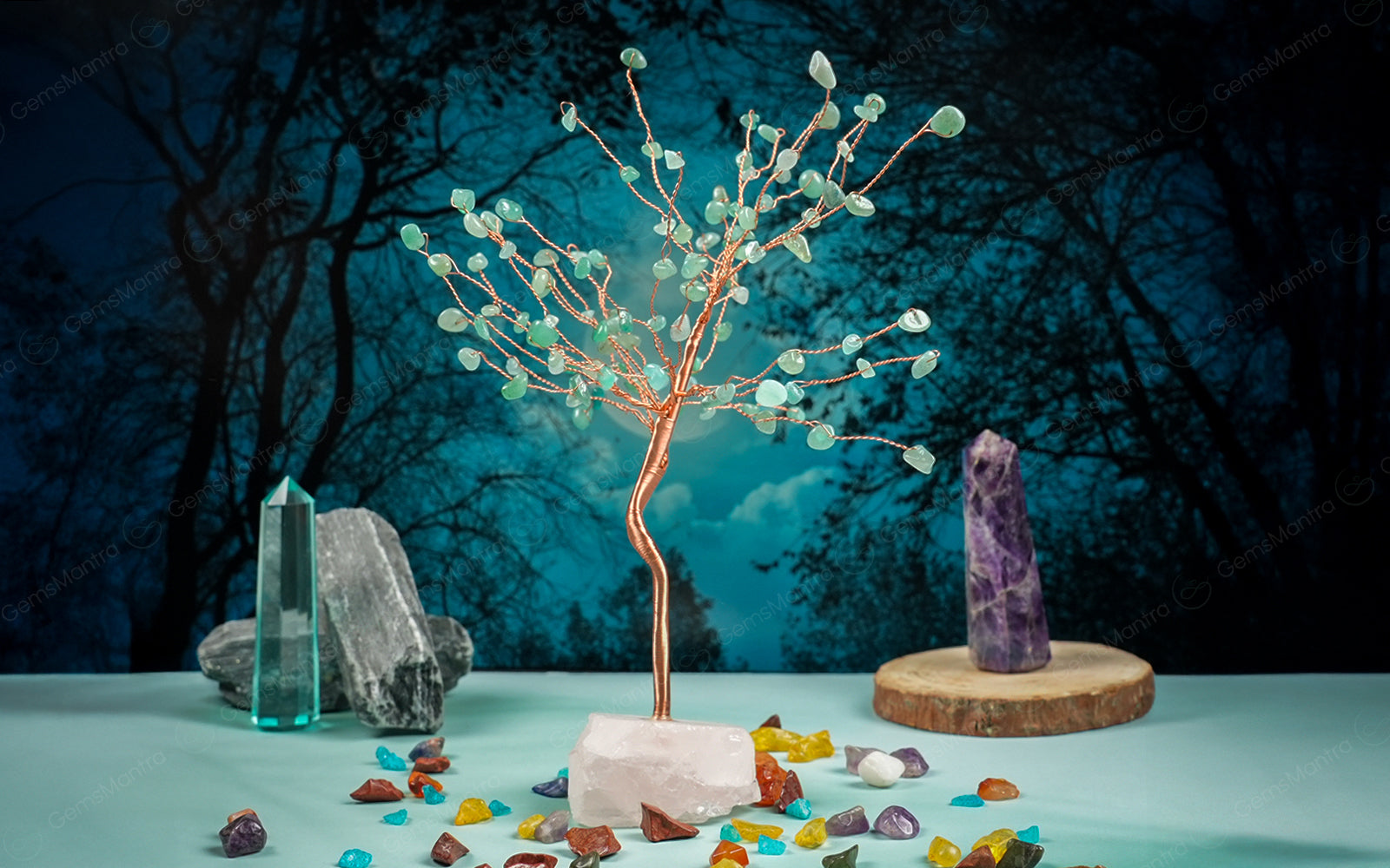 Green Aventurine With Rose Quartz Large Tree