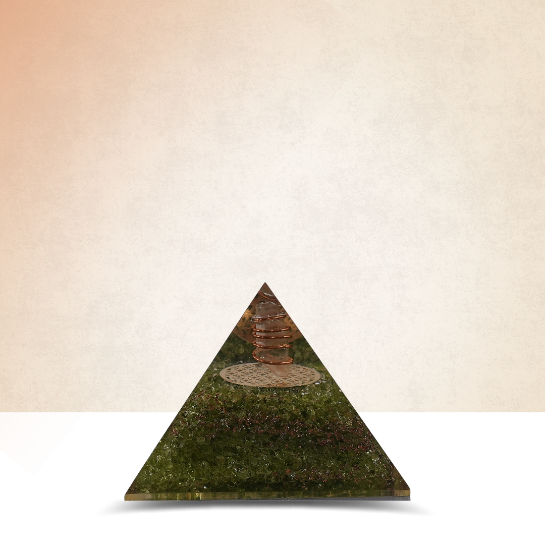 Peridot Orgonite Pyramid – for Positive Energy