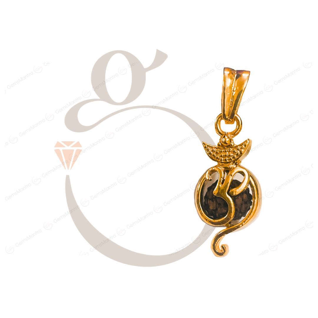 Gold Pendant Design Ganesh Pendant With Rudraksha 24K Gold-Plated