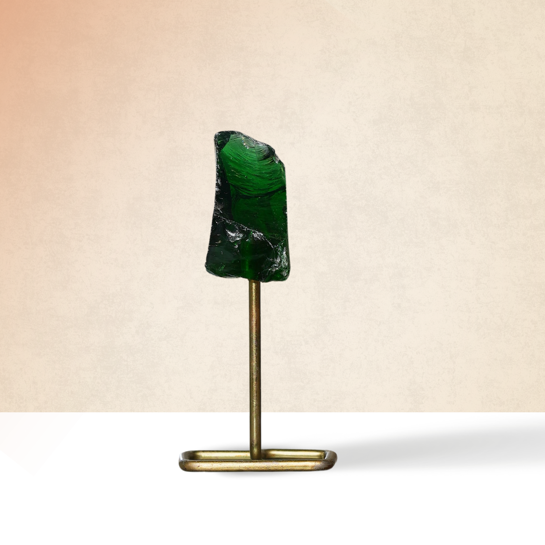 Green Obsidian Raw Stone Stand – for Vastu