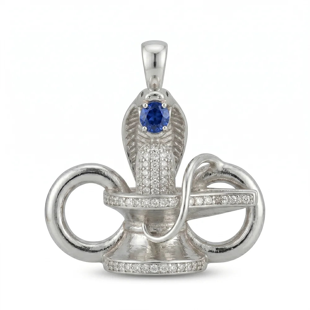 Divine Shivling Blue Stone Pendant (925 Silver)