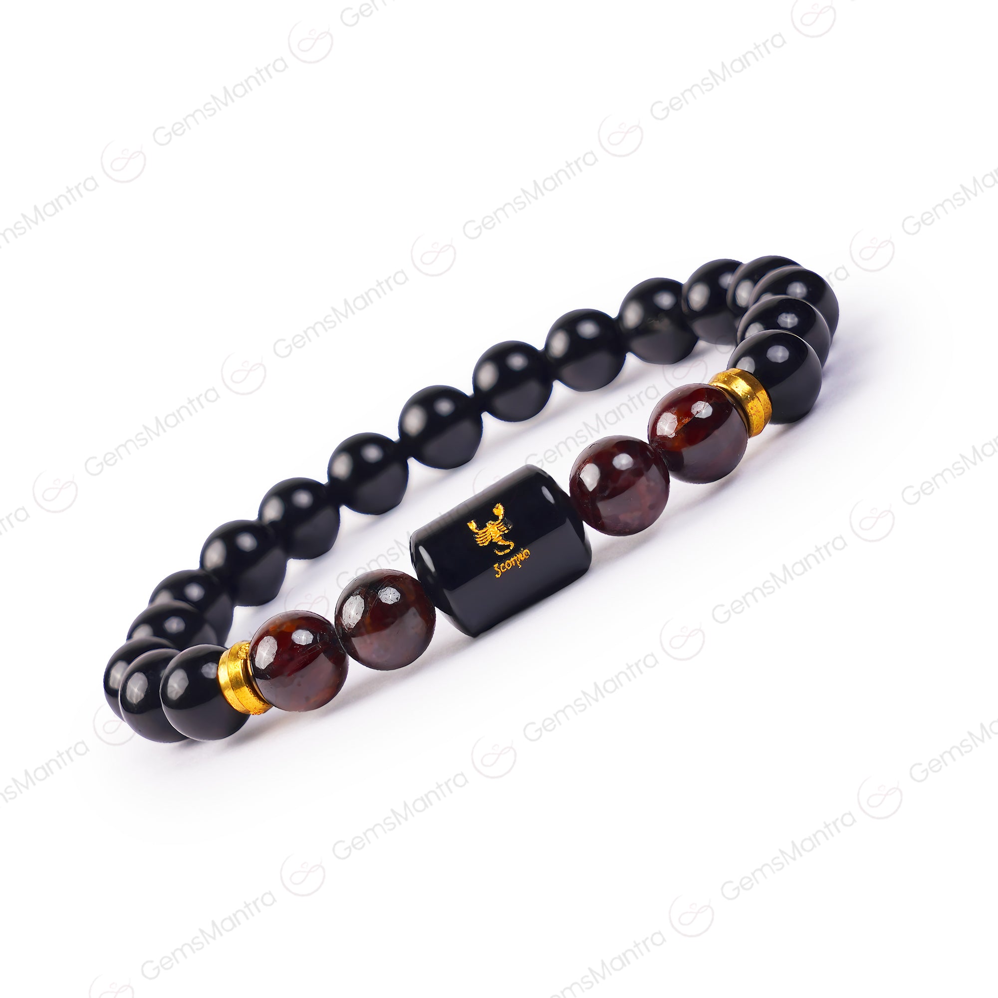 Scorpio Zodiac Vrishchik Rashi Bracelet with Obsidian & Garnet