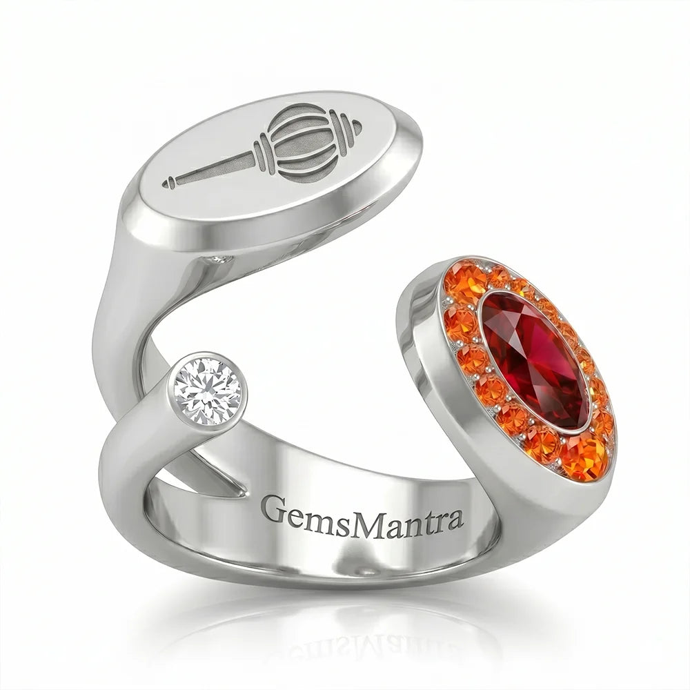 Dual Energy Gemstone Open Ring (925 Silver)