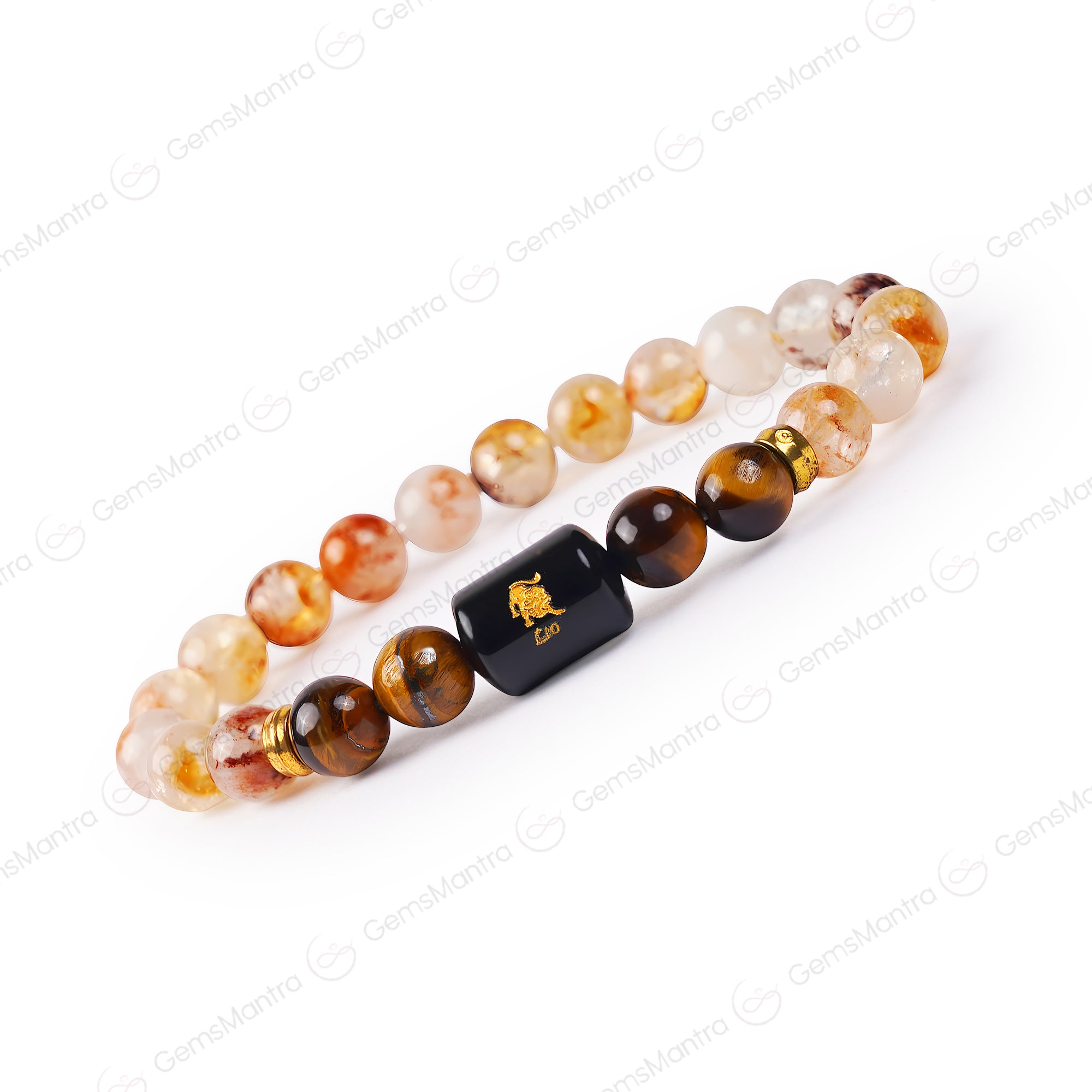 Leo Zodiac Singh Rashi Bracelet with Citrine & Tiger Eye