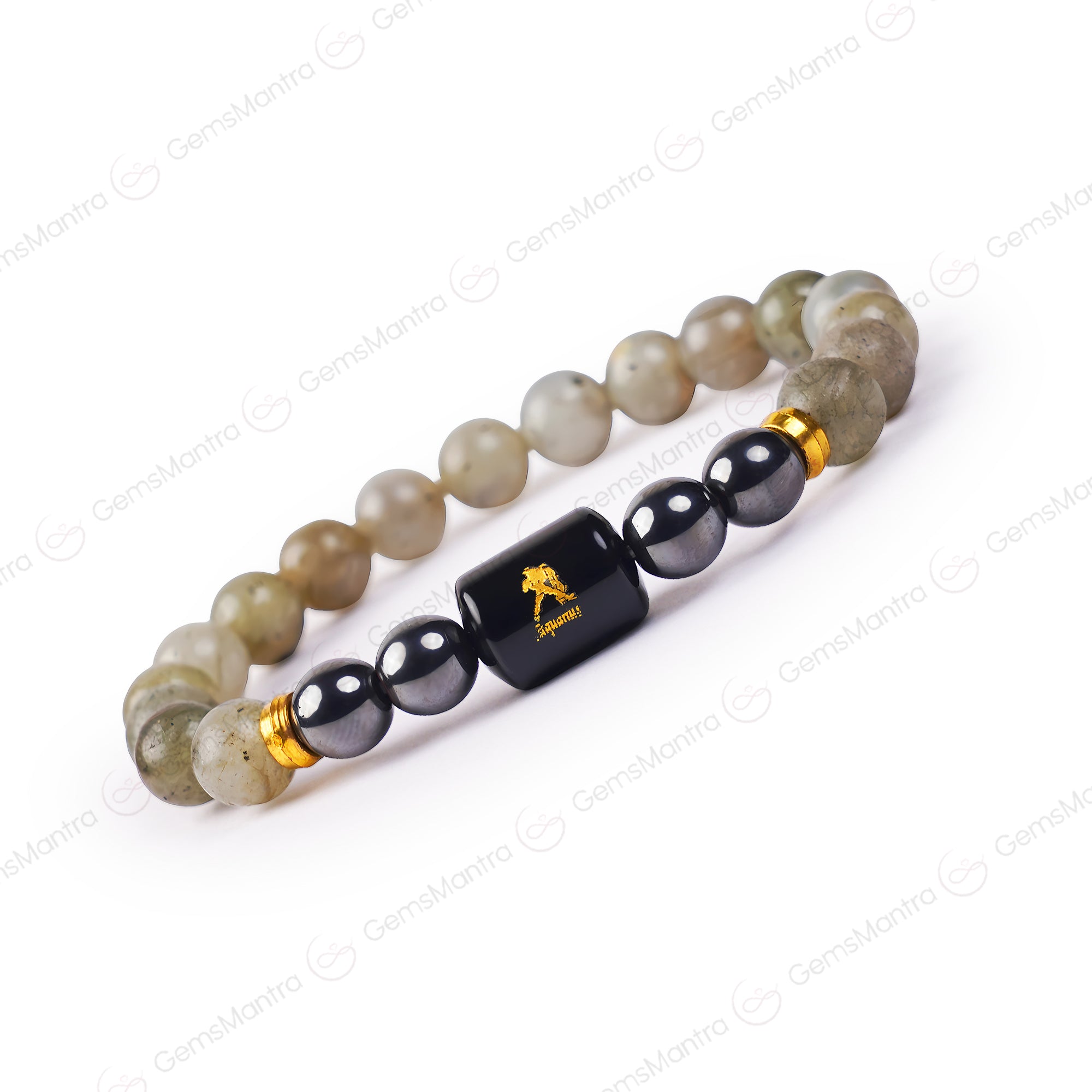 Aquarius Zodiac Kumbh Rashi Bracelet with Labradorite & Hematite
