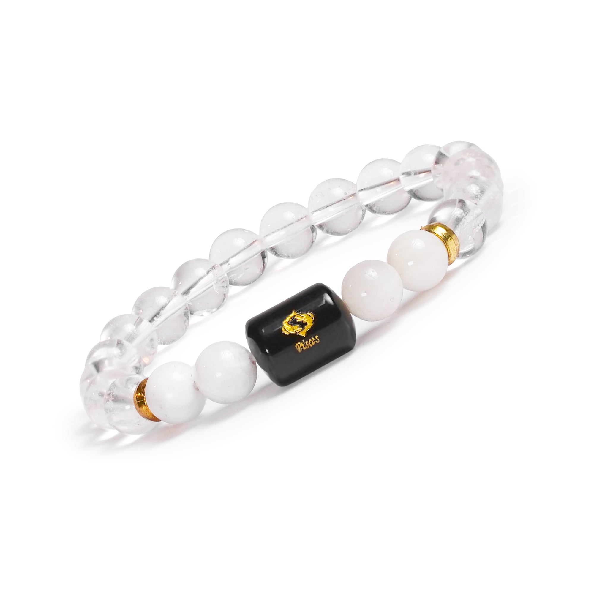 Pisces (मीन राशि) Bracelet – Clear Quartz & Moonstone