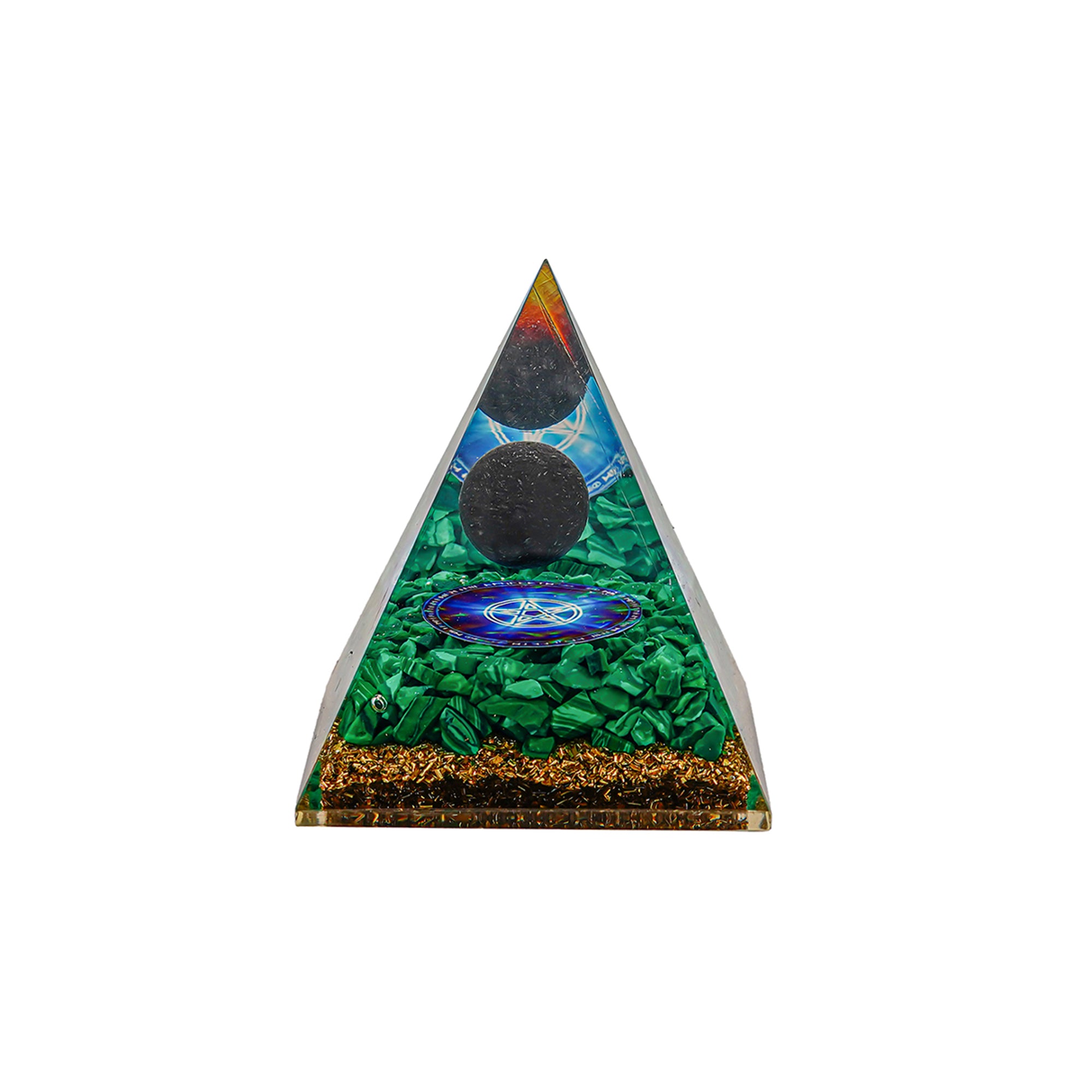 Malachite with Black Ball Pyramid – for Vastu