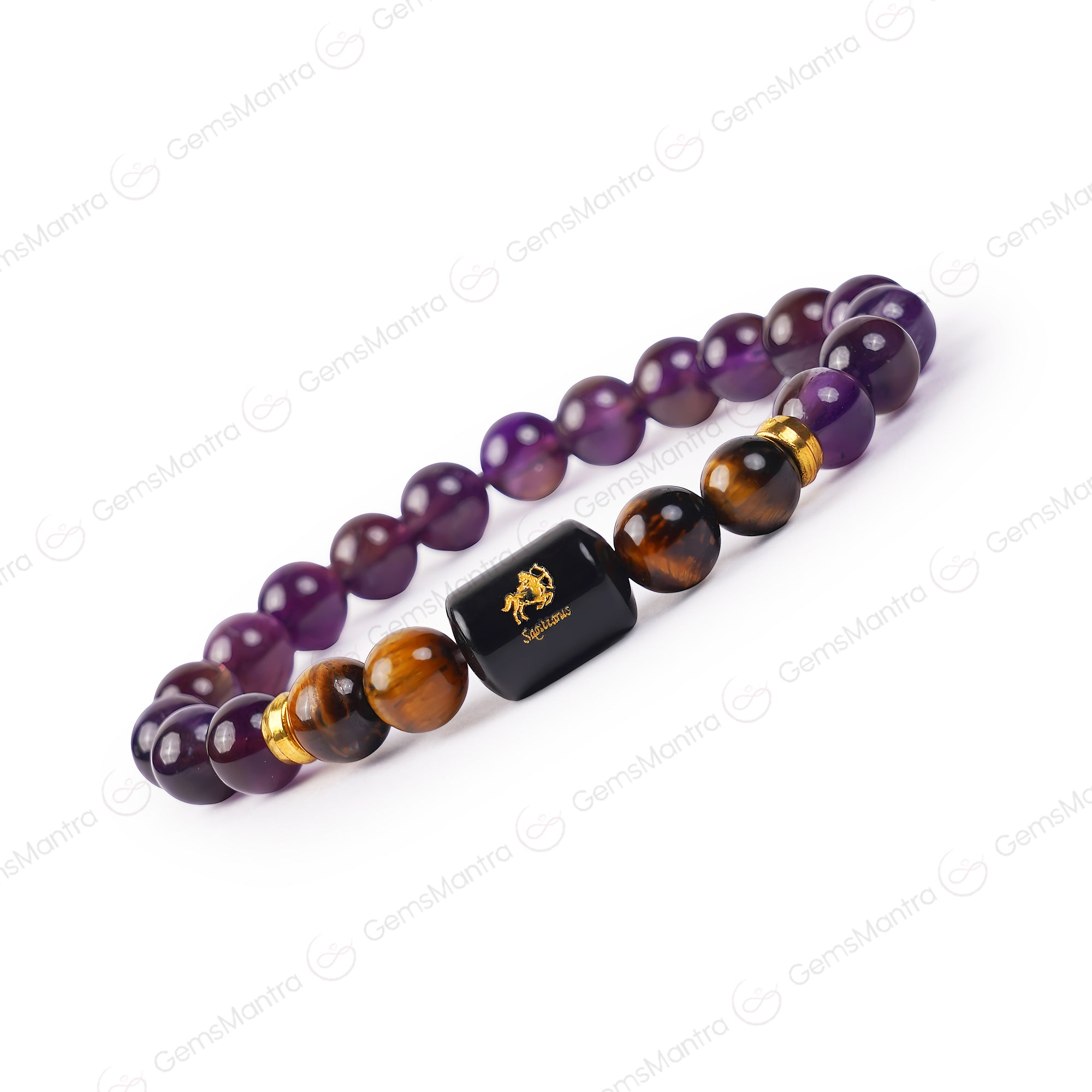 Sagittarius Zodiac Dhanu Rashi Bracelet with Amethyst & Tiger Eye Bracelet