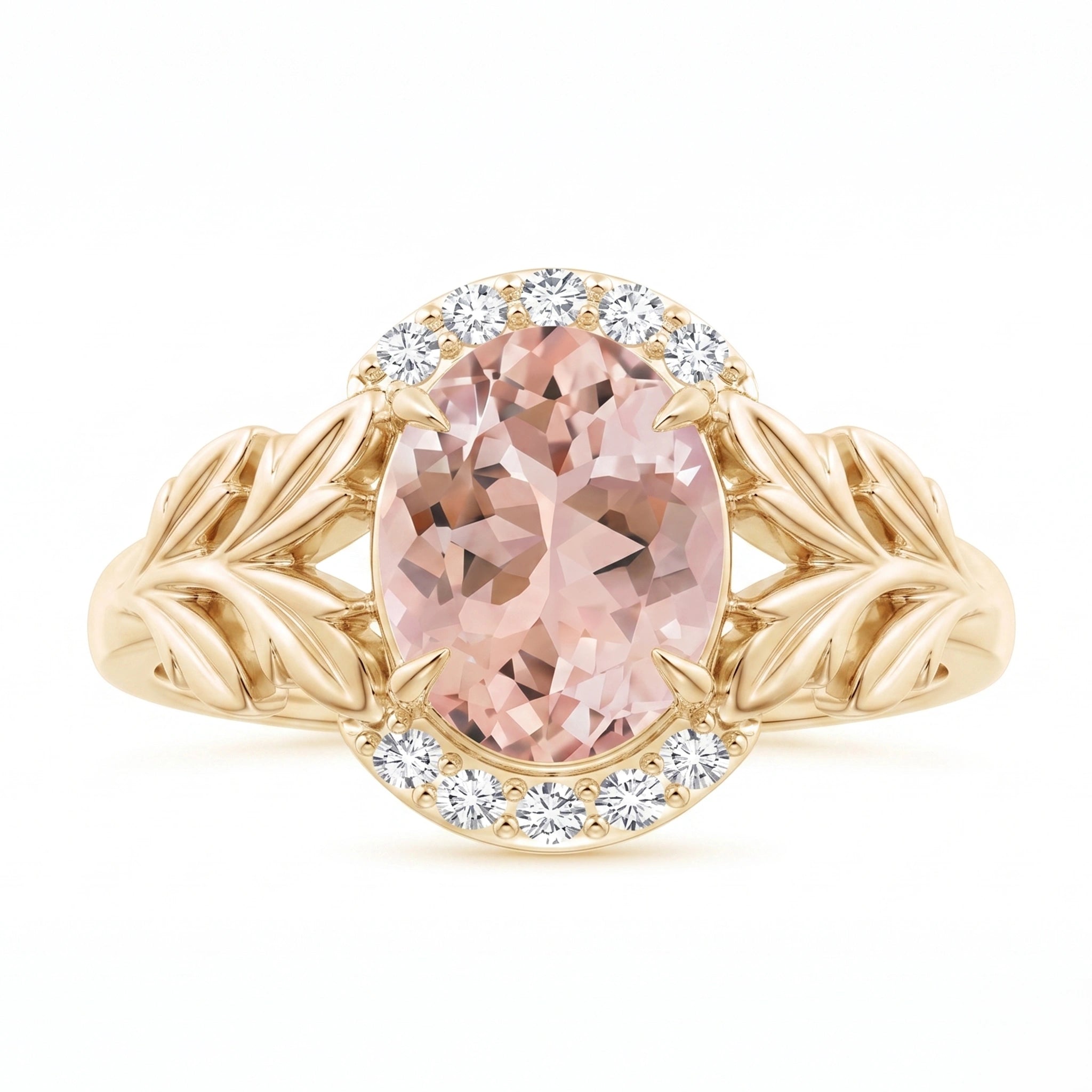 Botanical Oval Pastel Peach Crystal Filigree Ring