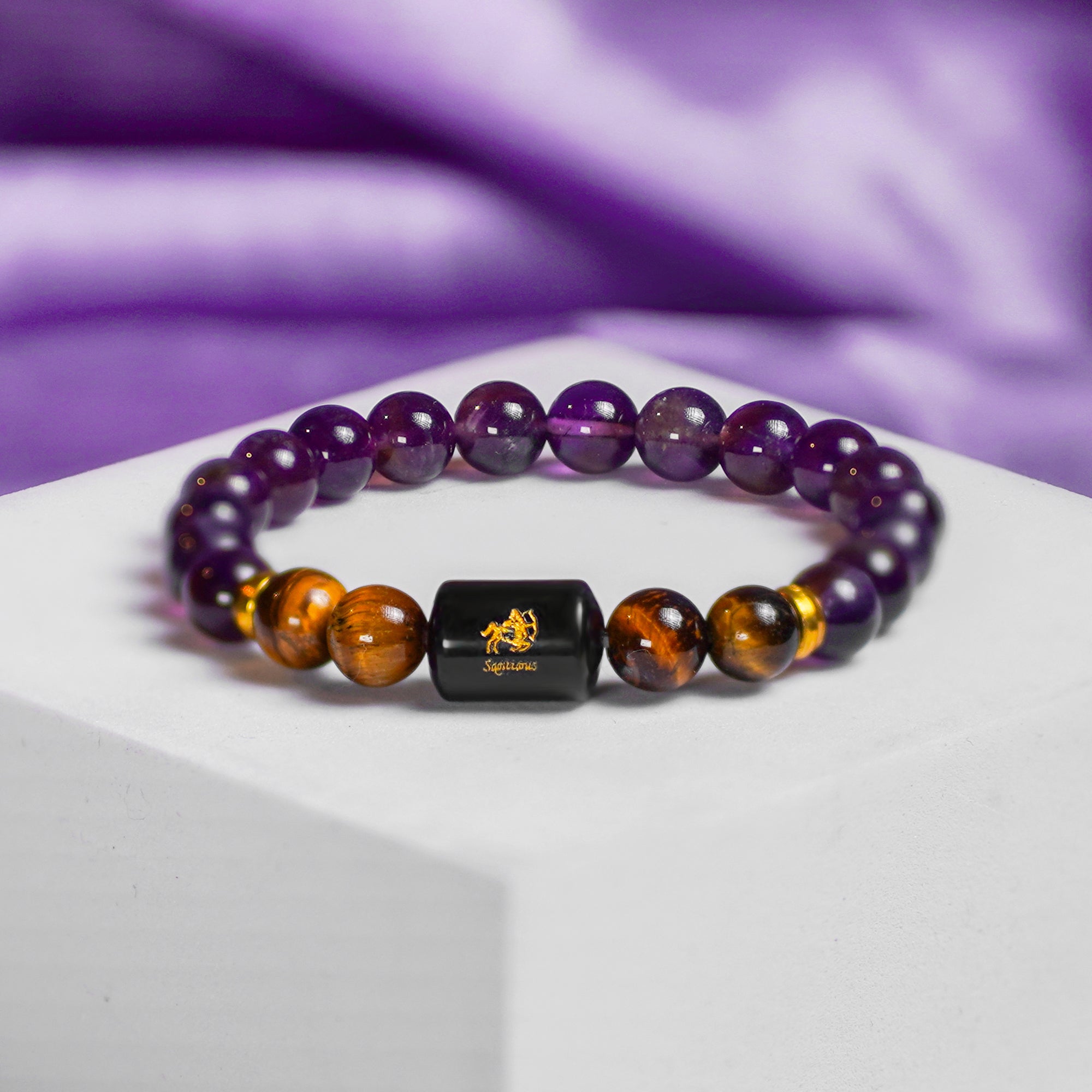 Sagittarius (धनु राशि) Bracelet – Amethyst & Tiger Eye