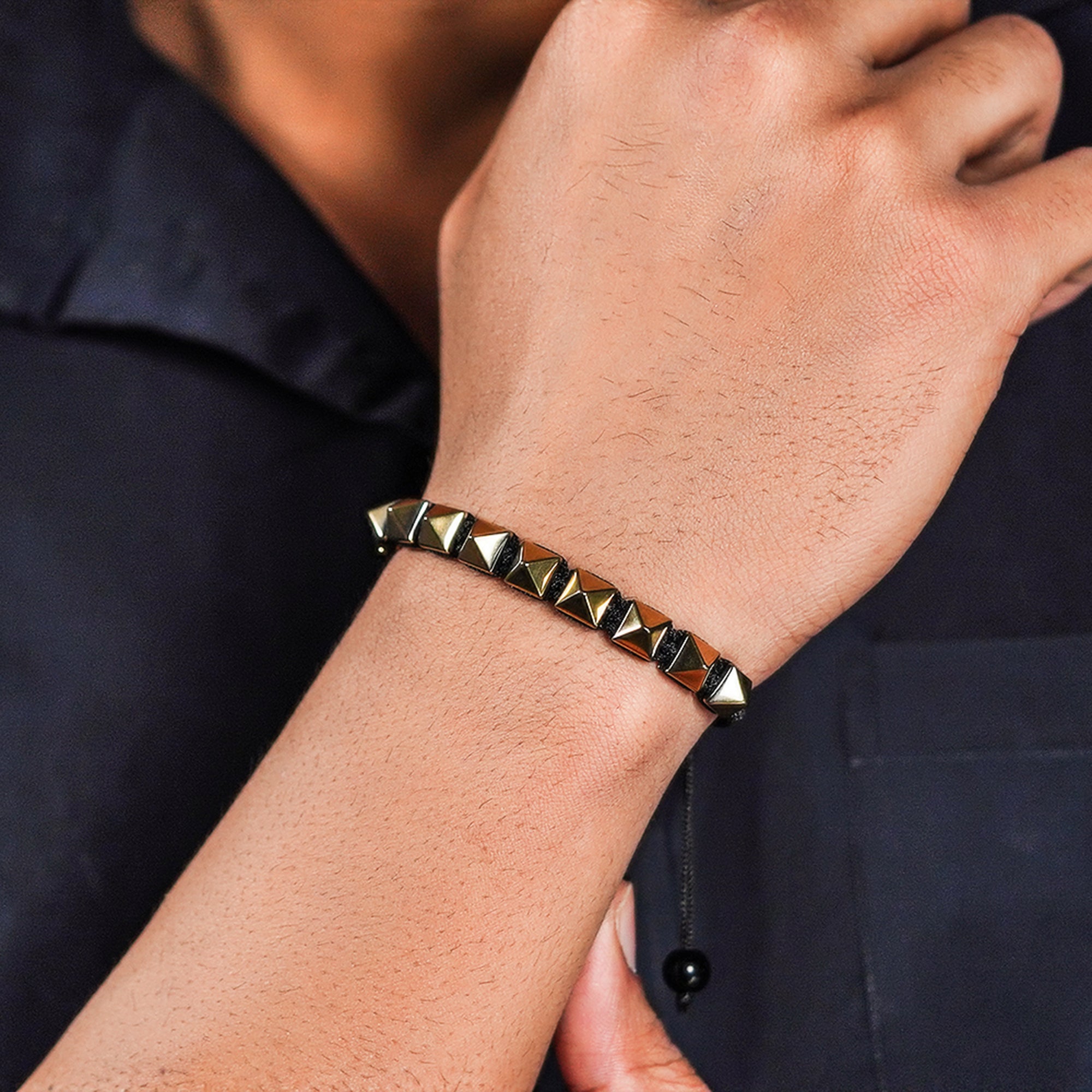 Golden Pyrite Pyramid Bracelet – Wealth & Protection