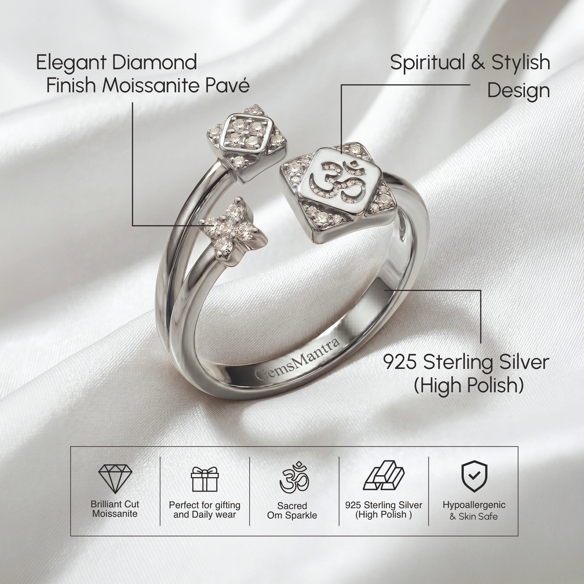Om silver ring