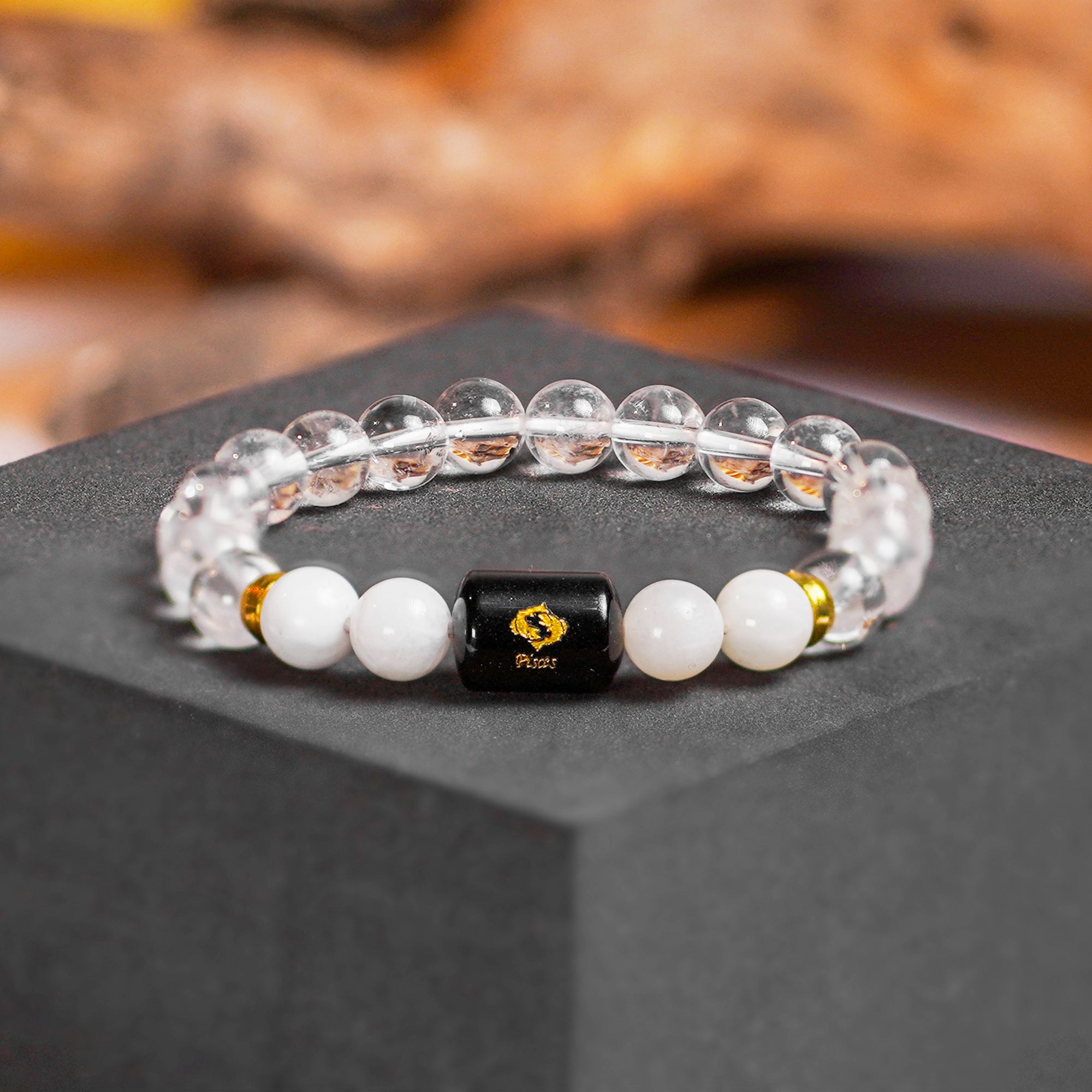 Pisces (मीन राशि) Bracelet – Clear Quartz & Moonstone