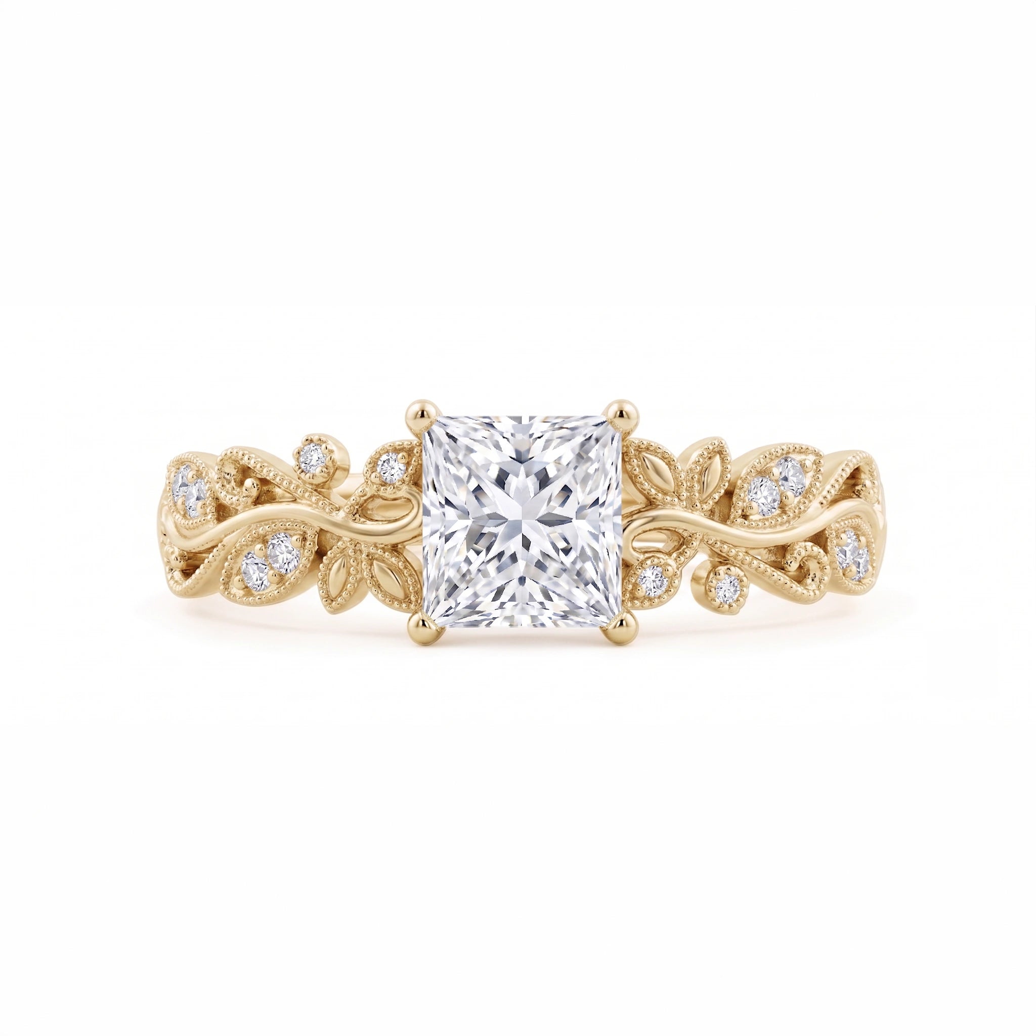 Princess Cut Radiant Diamond Enchanted Vine Engagement Ring
