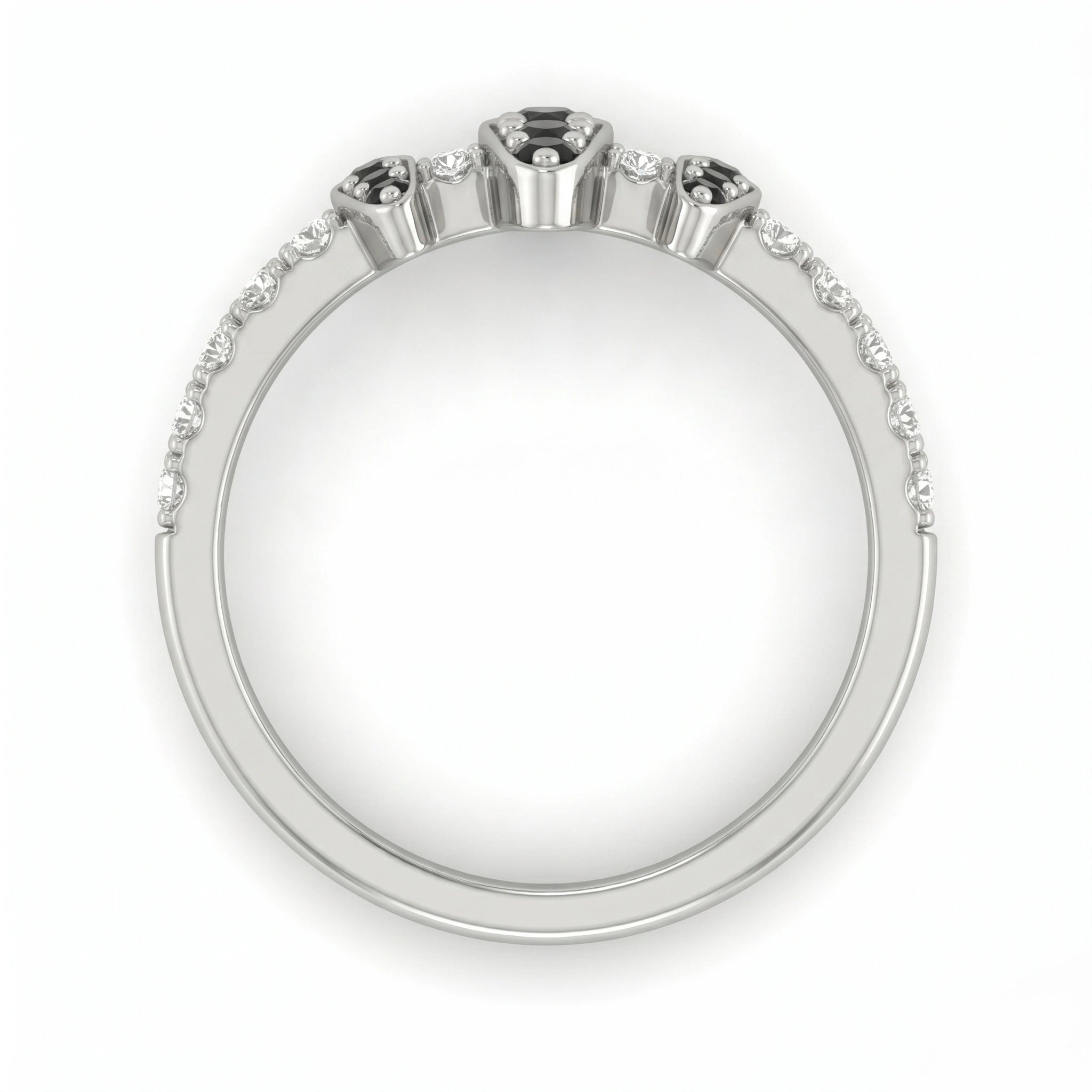 Edgy Shiv's Trident Motif Crystal and White Diamond Finish Moissanite Ring in 925 Silver