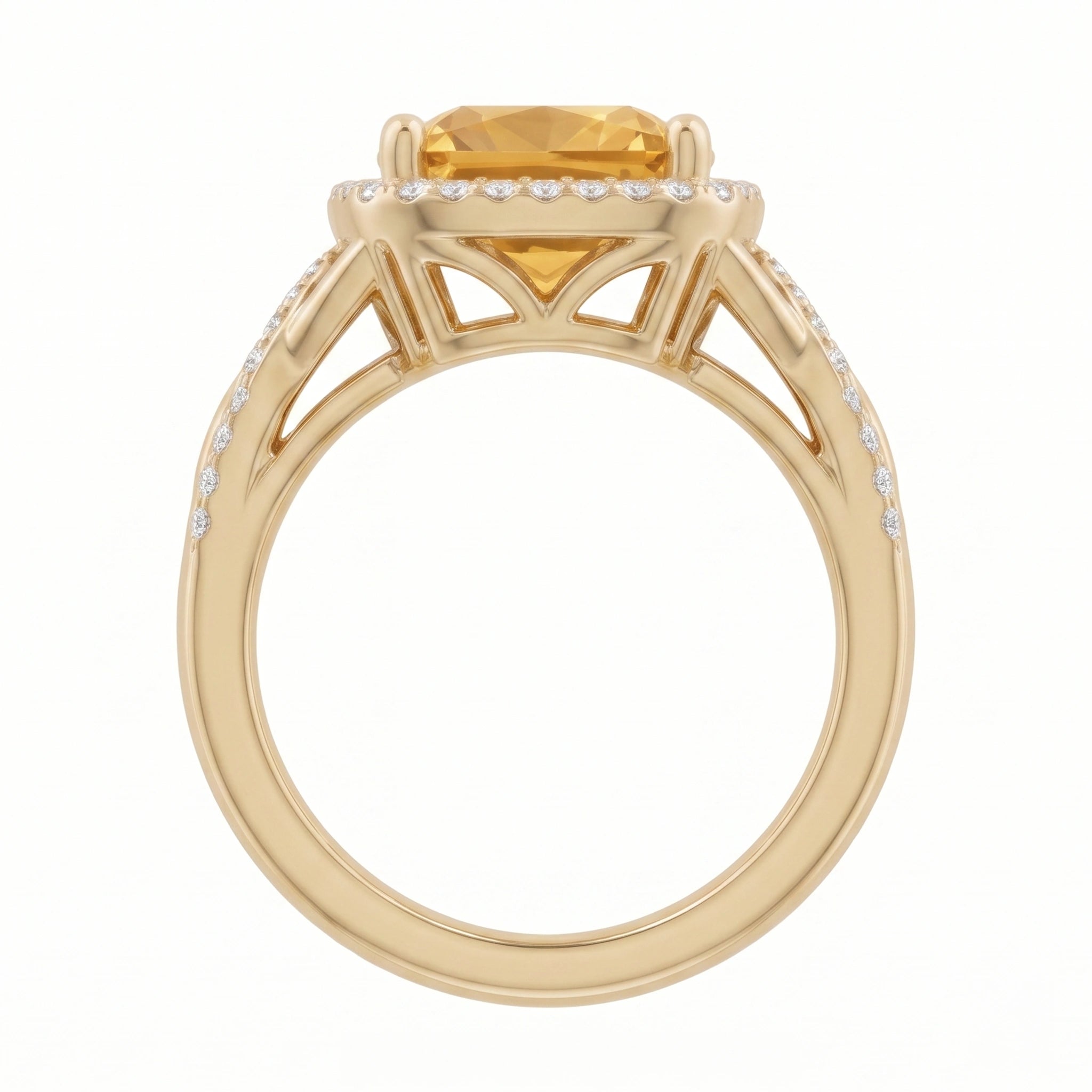 Cushion Honey Citrine Intertwined Celtic Infinity Halo Ring