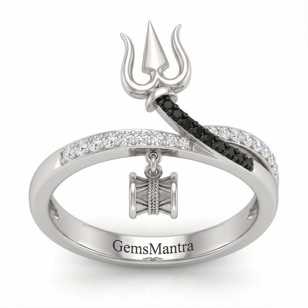 Trishul Charm Adjustable Silver Ring