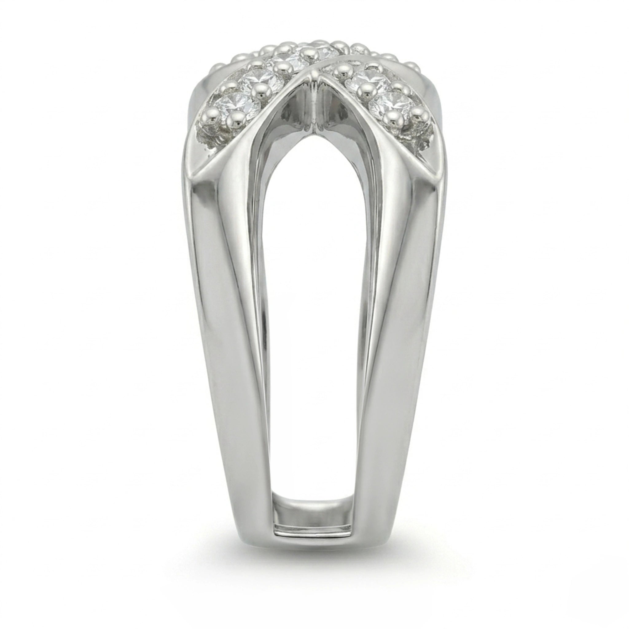 Classic Infinity Diamond Finish Moissanite Statement Ring in 925 Silver