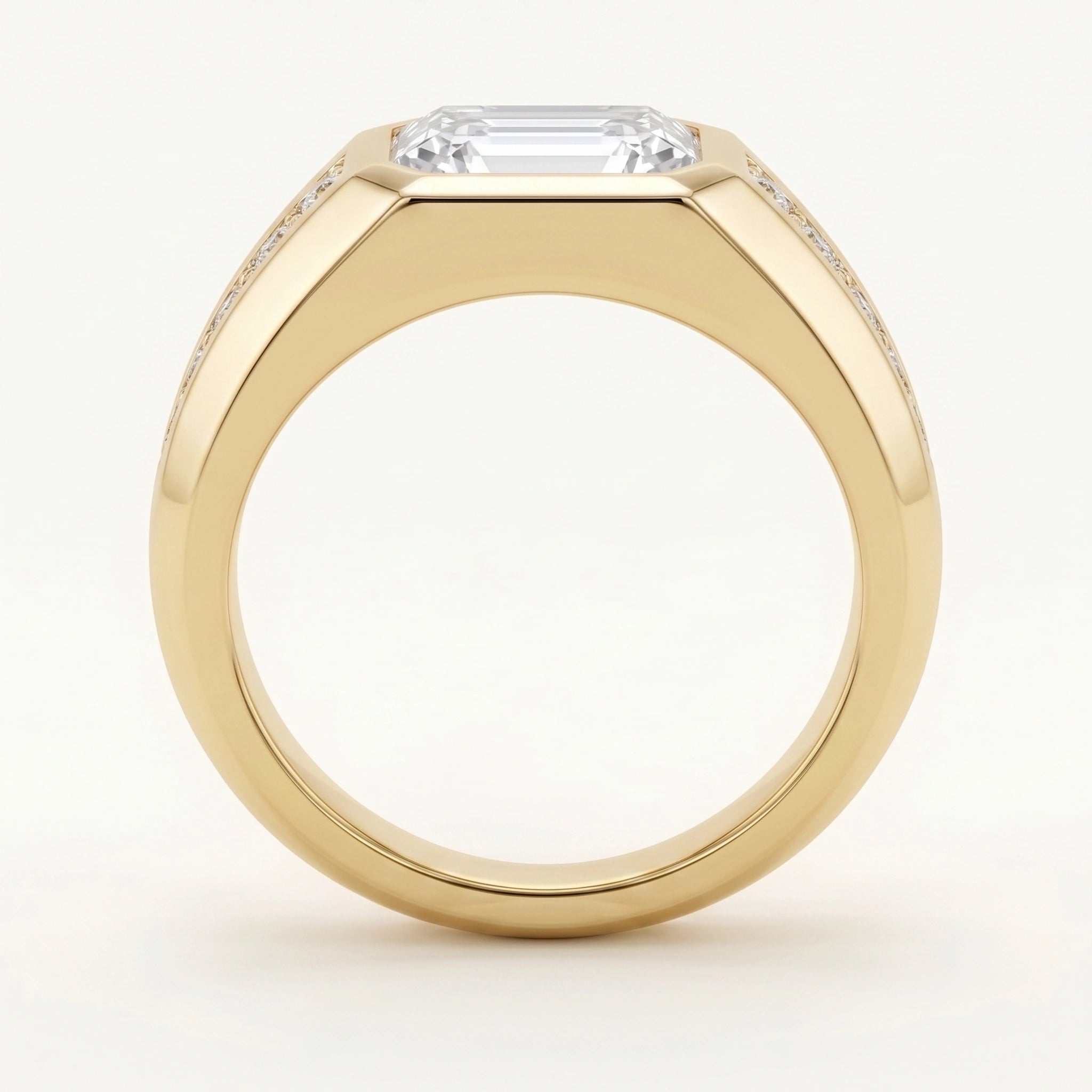Horizontal Emerald Cut Lab Diamond Bold Fashion Band