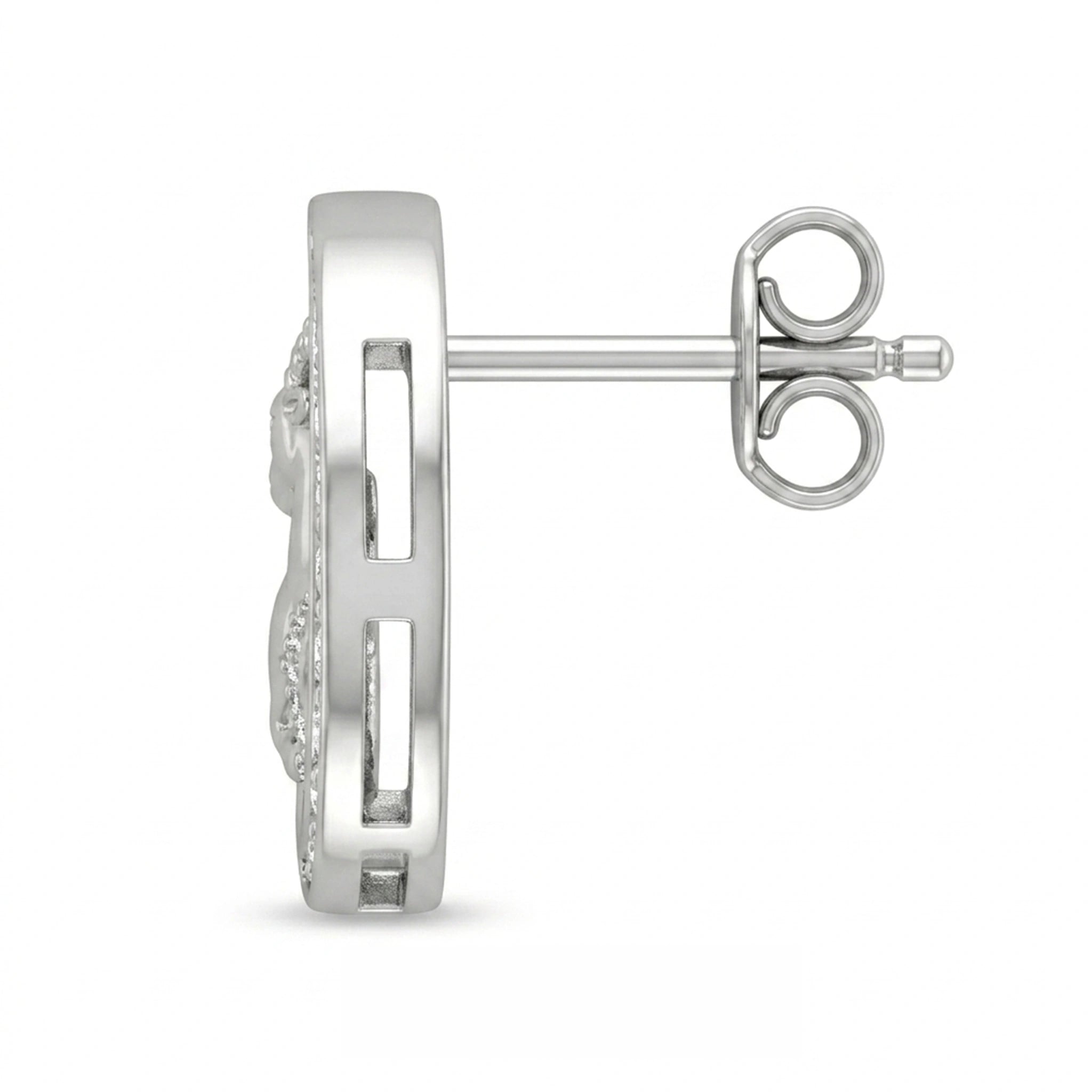 Celestial Crescent Moon and Capricorn Zodiac Diamond Finish Moissanite Stud Earrings in 925 Silver