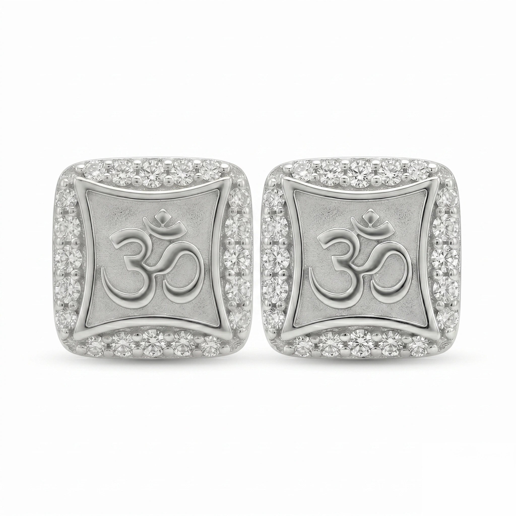 Om Stud Silver Earrings