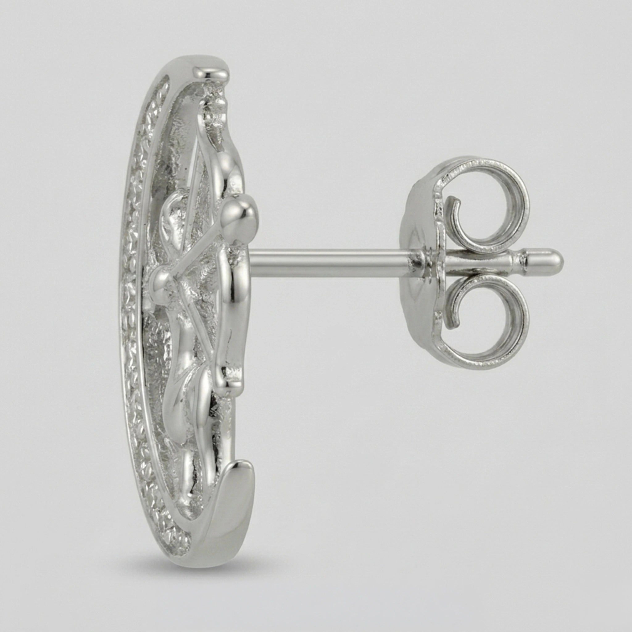 Celestial Crescent Moon and Sagittarius Zodiac Diamond Finish Moissanite Stud Earrings in 925 Silver