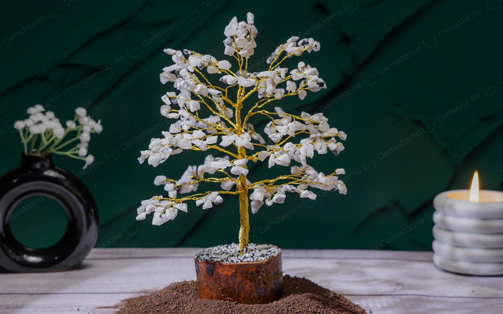 Large Rainbow Moonstone Crystal Tree