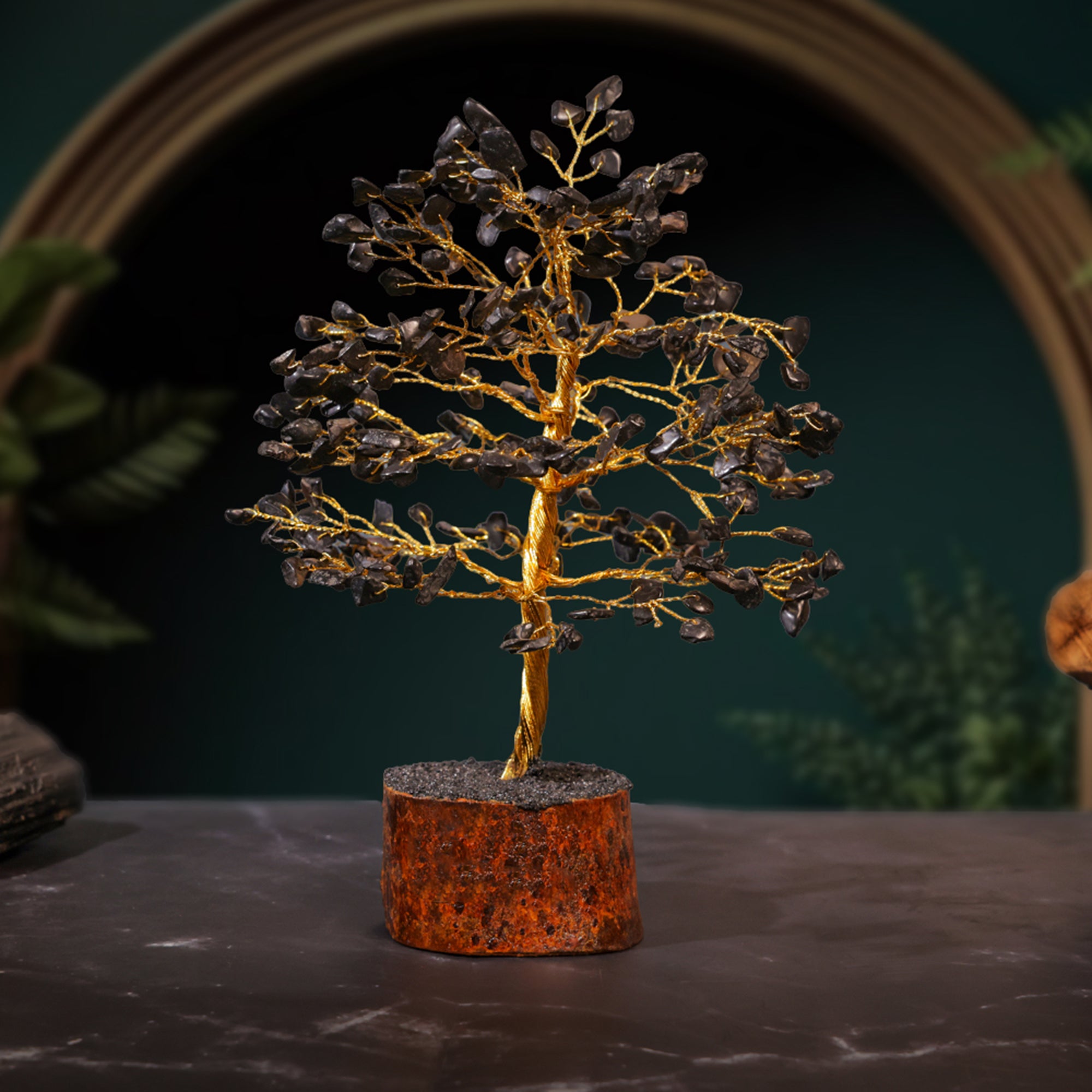 Black Agate Crystal Tree – Large, for Vastu