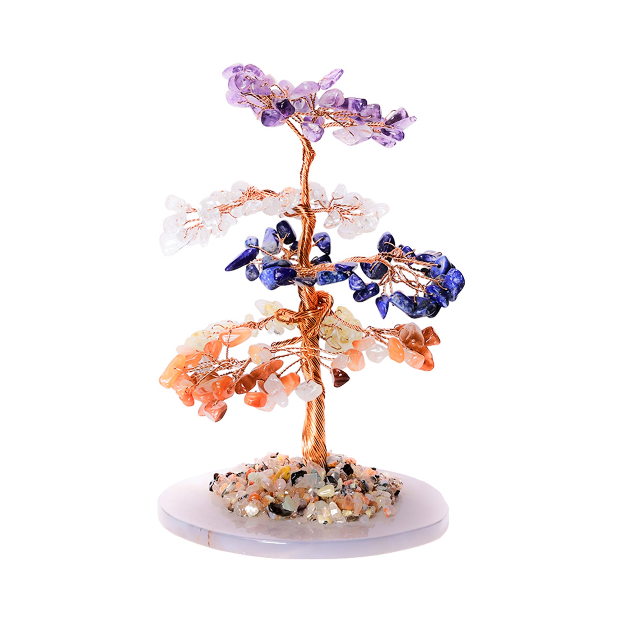 7 Chakra Crystal Tree with Agate Plate – Big, for Vastu