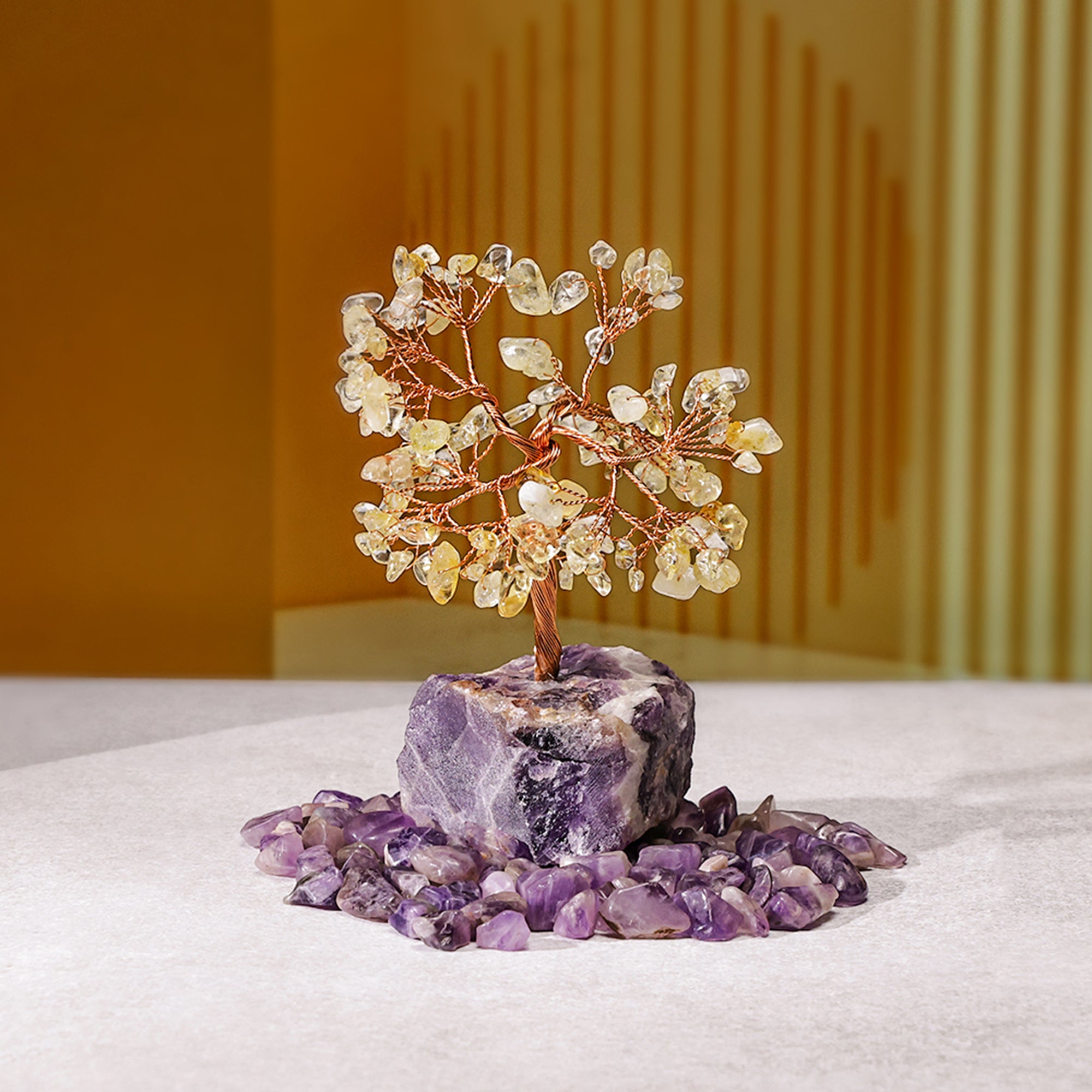 Citrine with Amethyst Cluster Tree – for Vastu