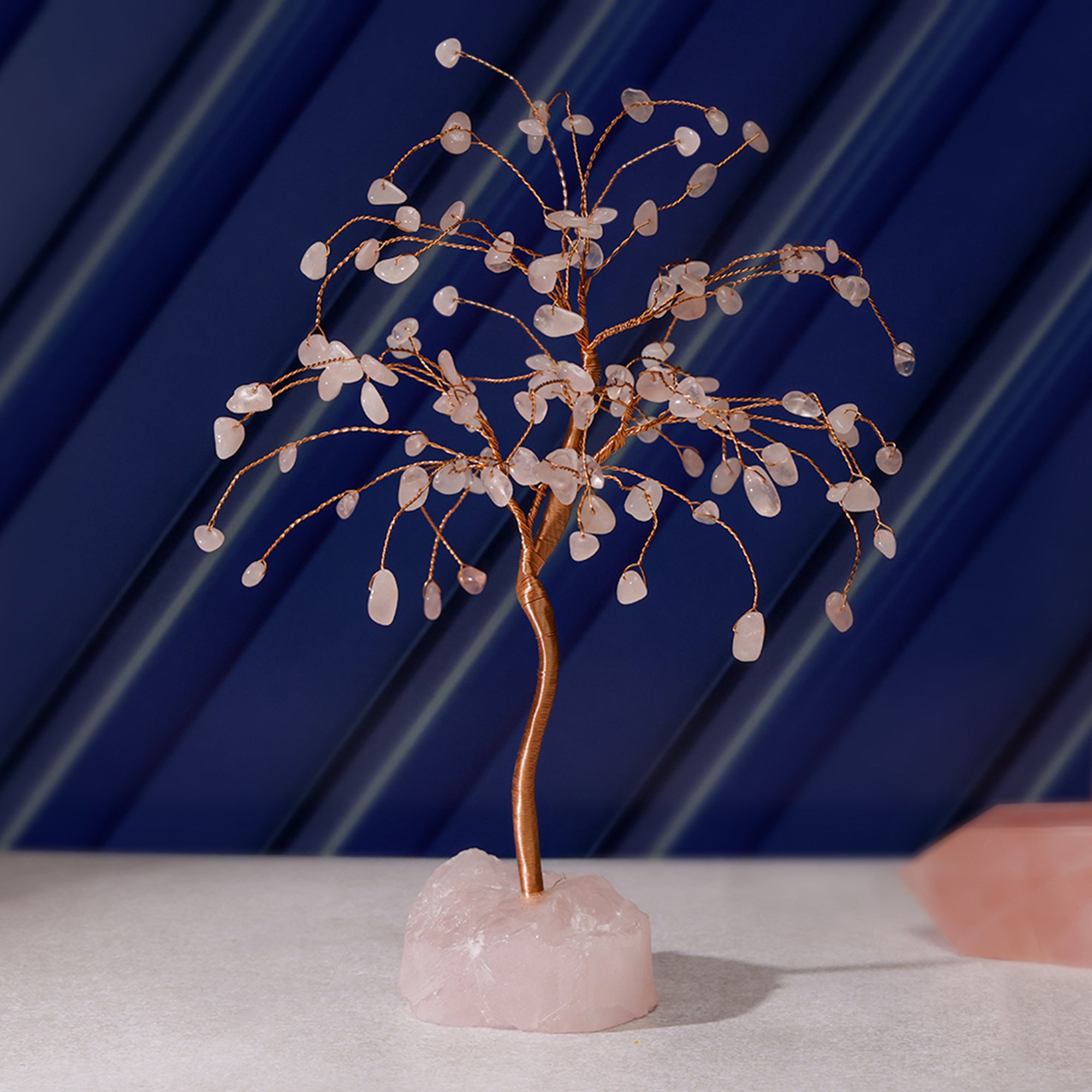 Rose Quartz Crystal Tree with Raw Rose Quartz – Large, for Vastu