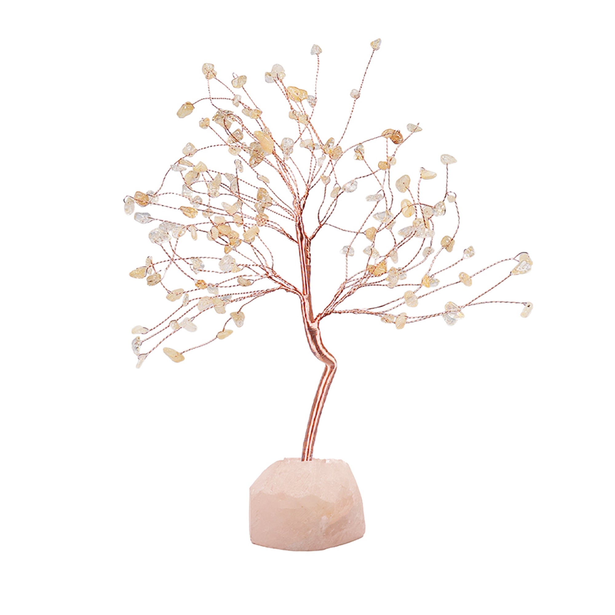 Citrine Crystal Tree with Raw Rose Quartz – Large, for Vastu
