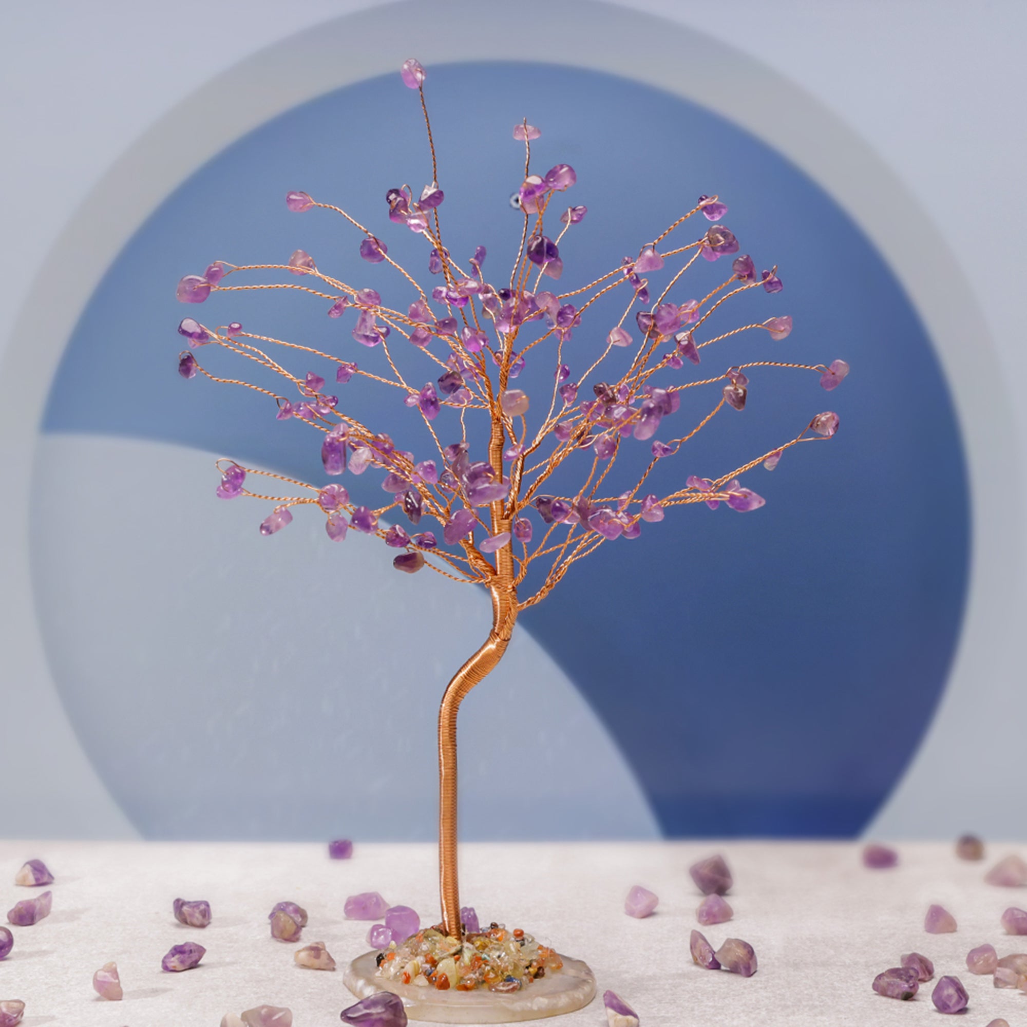 Amethyst Crystal Tree with Agate Plate – Large, for Vastu