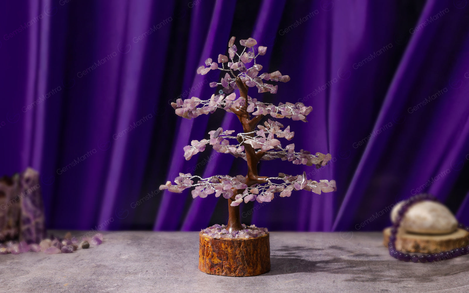 Wooden Amethyst Crystal Tree