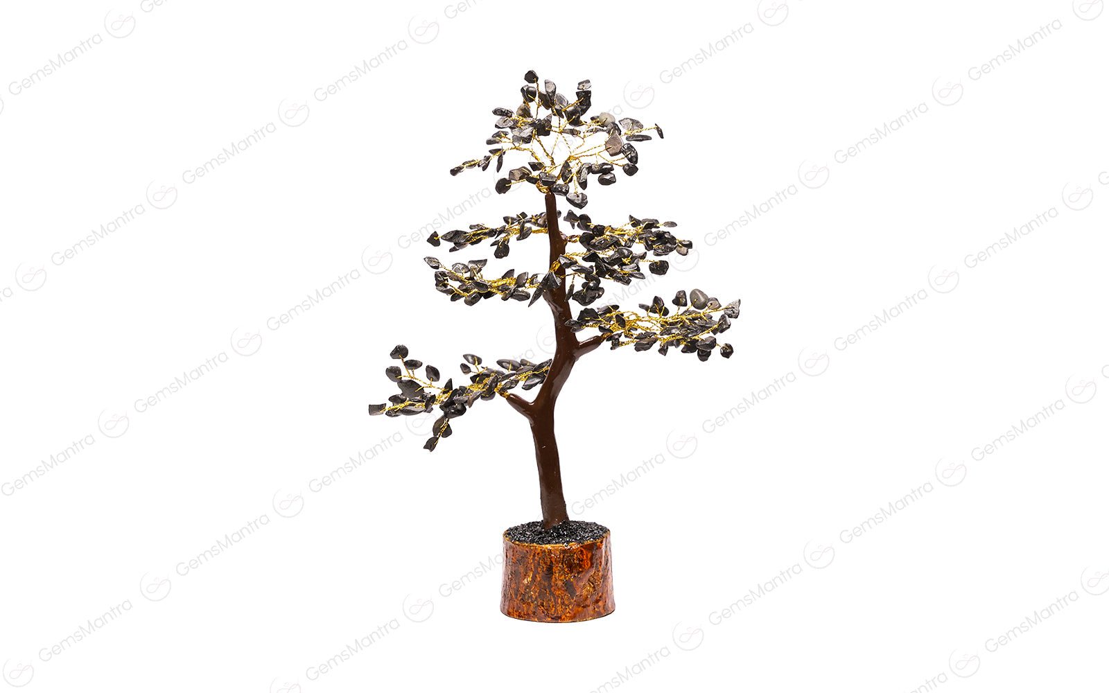 Wooden Black Agate Crystal Tree