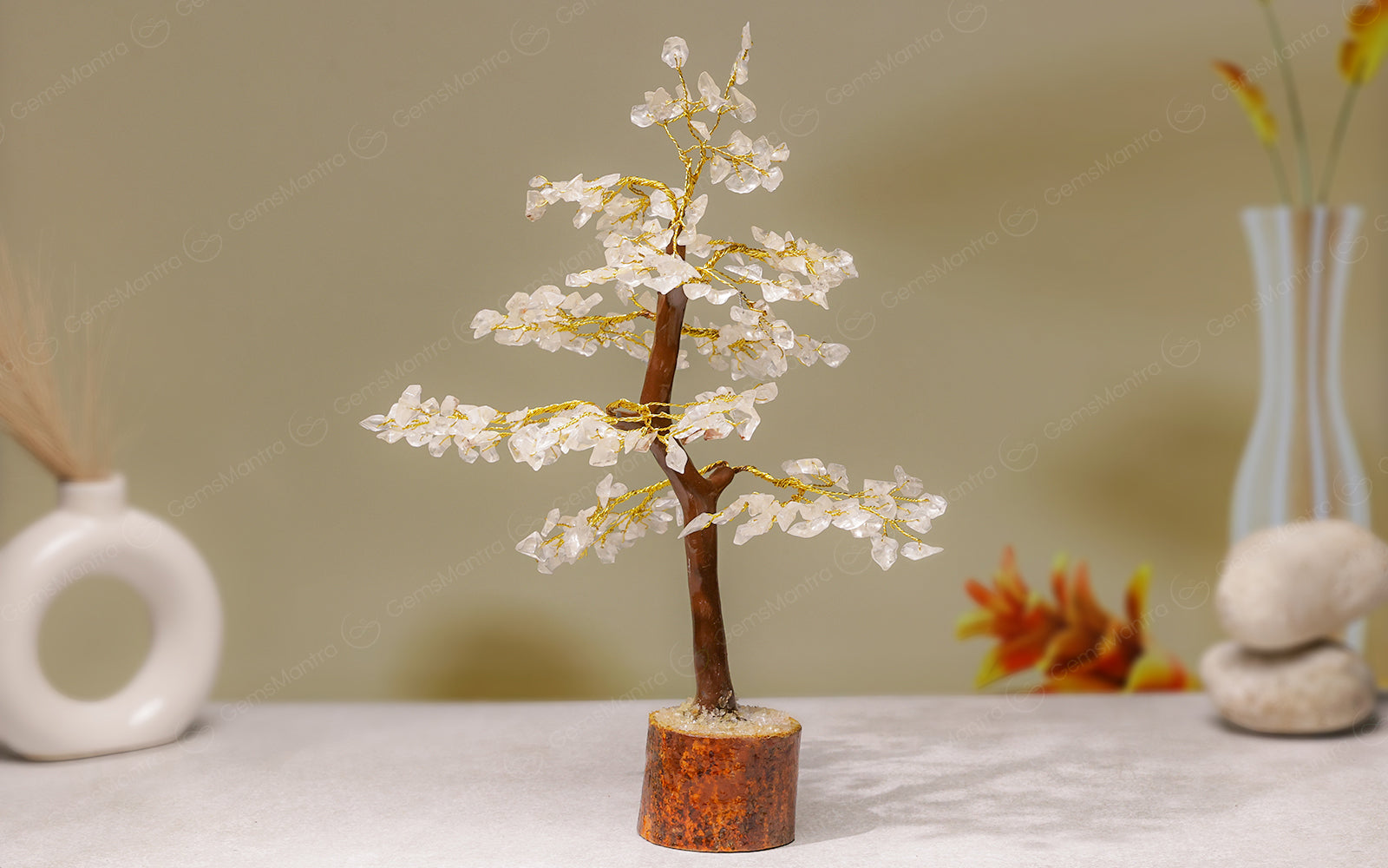 Wooden Crystal Quartz Tree