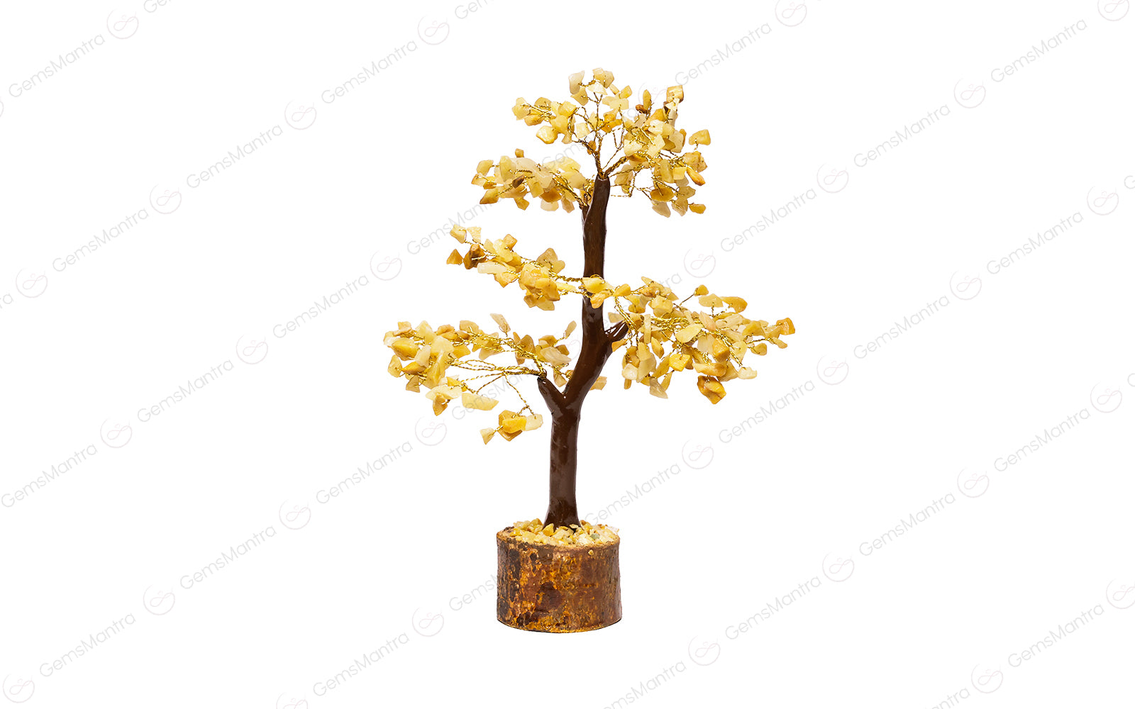 Wooden Golden Quartz Crystal Tree