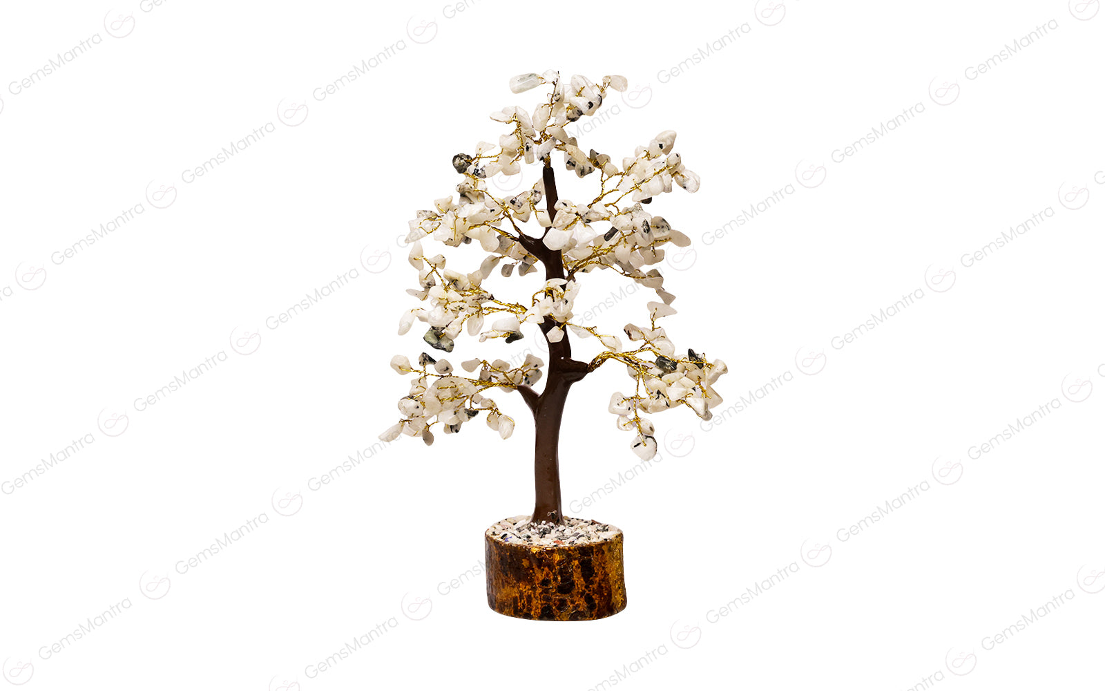 Wooden Rainbow Moonstone Crystal Tree