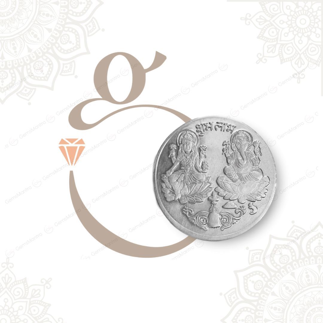 50g Lakshmi & Ganesha Silver Coin - Gemsmantra