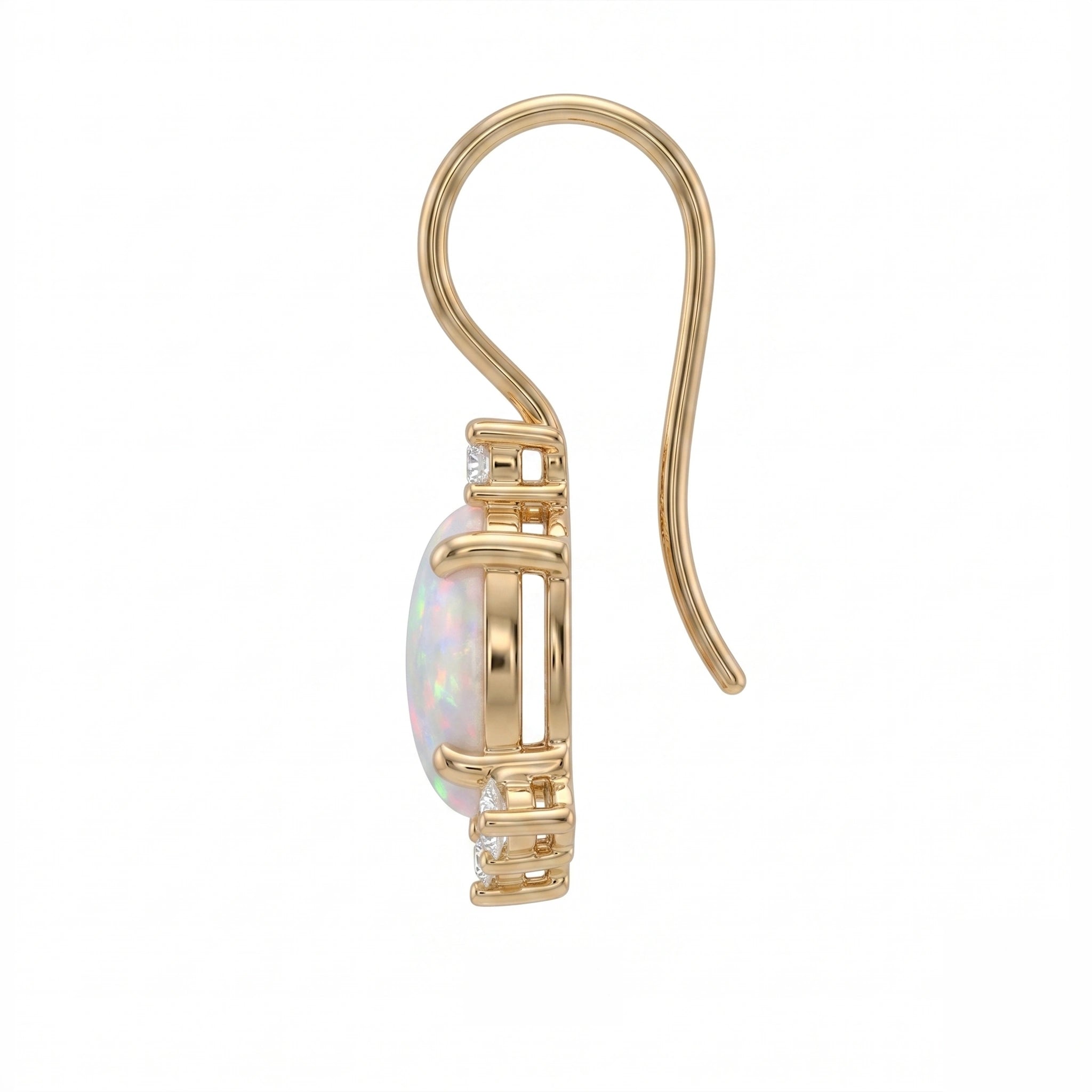 Oval Opal Prong-Set French Hook Drop Earrings